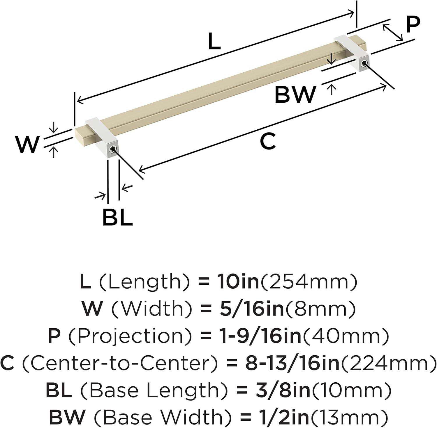 Amerock Mulino 8-13/16 inch (224mm) Center-to-Center Golden Champagne/Polished Chrome Cabinet Pull