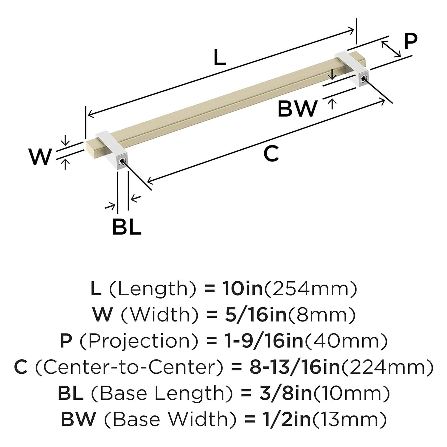 Amerock Mulino 8-13/16 inch (224mm) Center-to-Center Golden Champagne/Polished Chrome Cabinet Pull