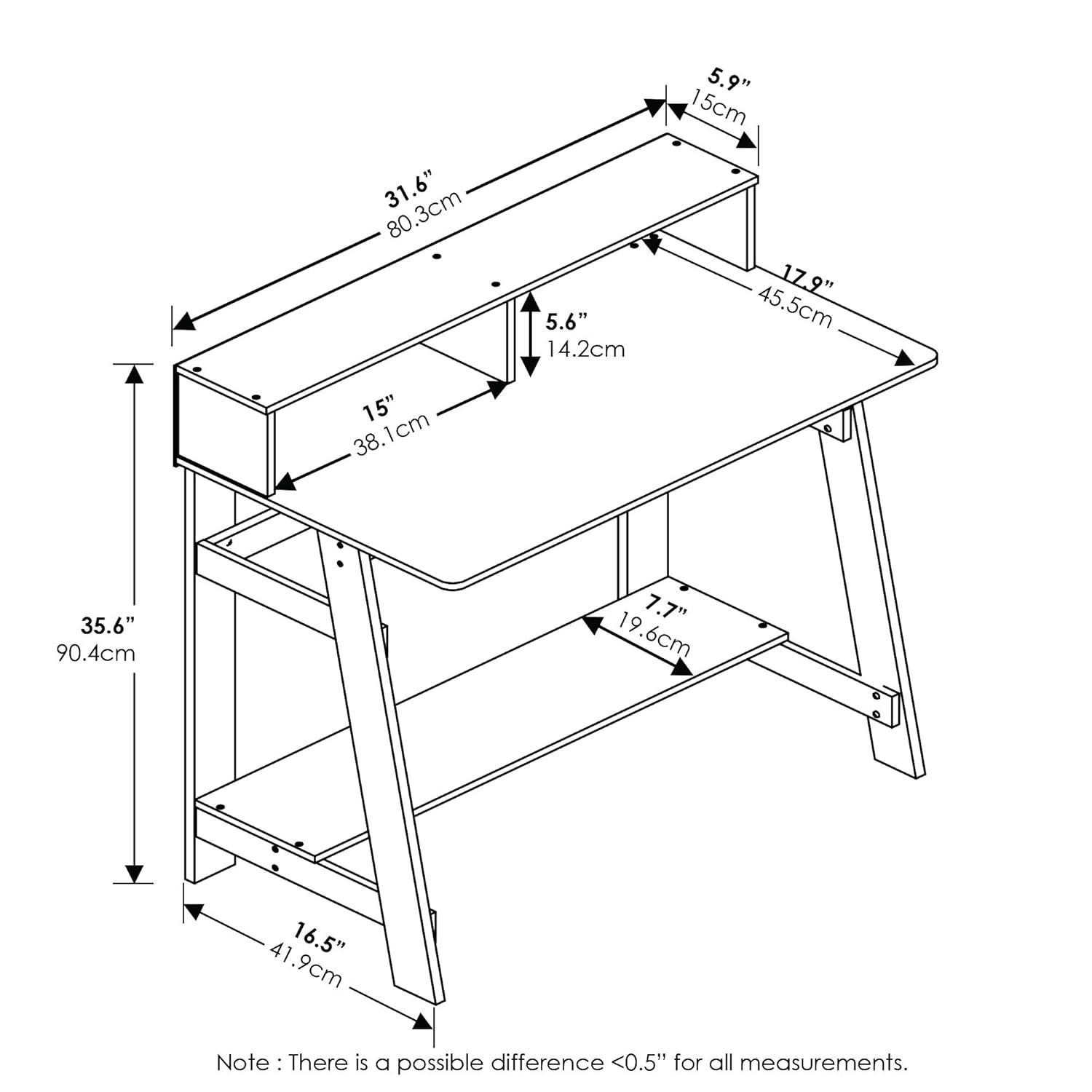 Espresso A-Frame Computer Desk with Hutch and Drawer
