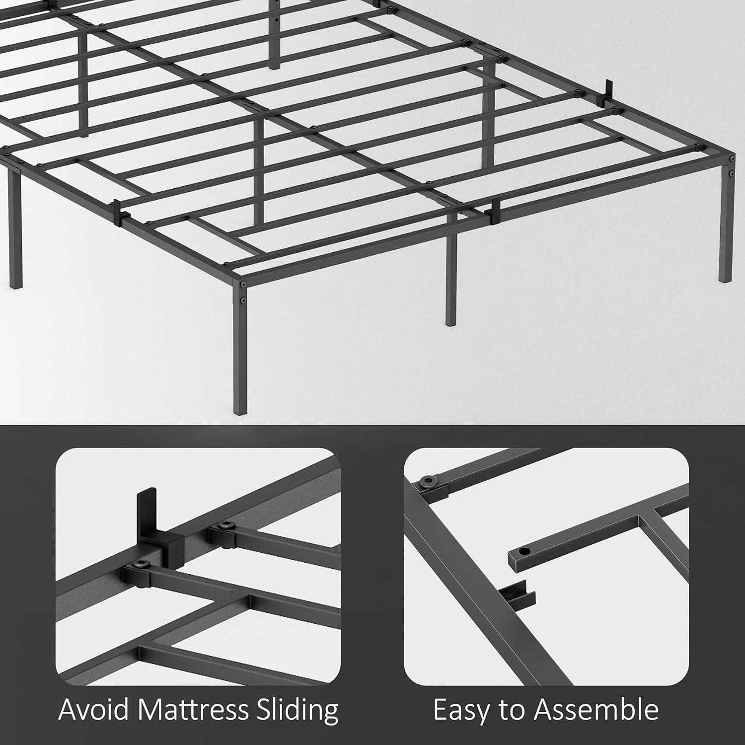 Yangming Queen Bed Frame Metal Platform Bed, No Box Spring Needed