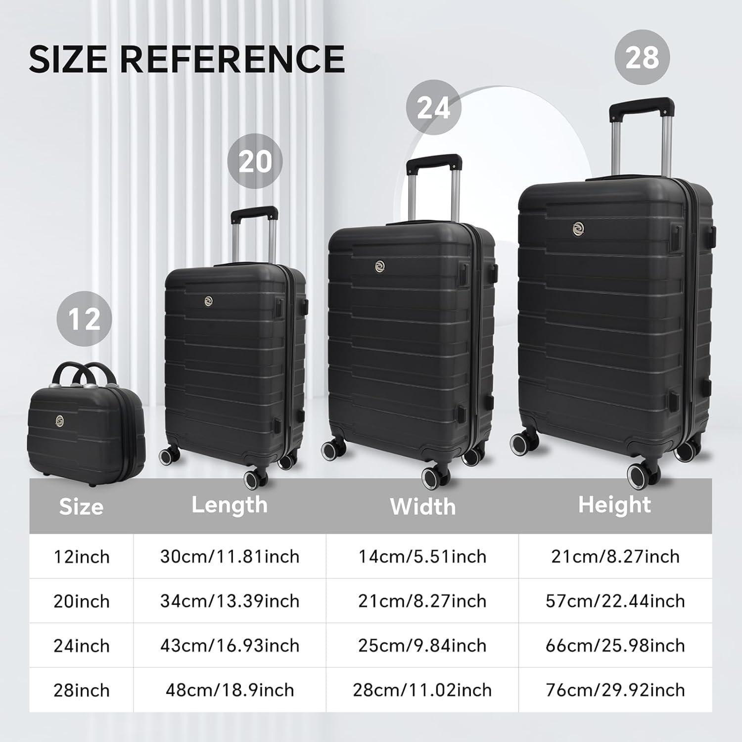 Homeika 3 Piece Luggage Sets, Hardside Suitcase Set with TSA Lock, Multi-Size Hardside Luggage with Spinner Wheels for Travel Trips Business,Purple (20"/24"/28")