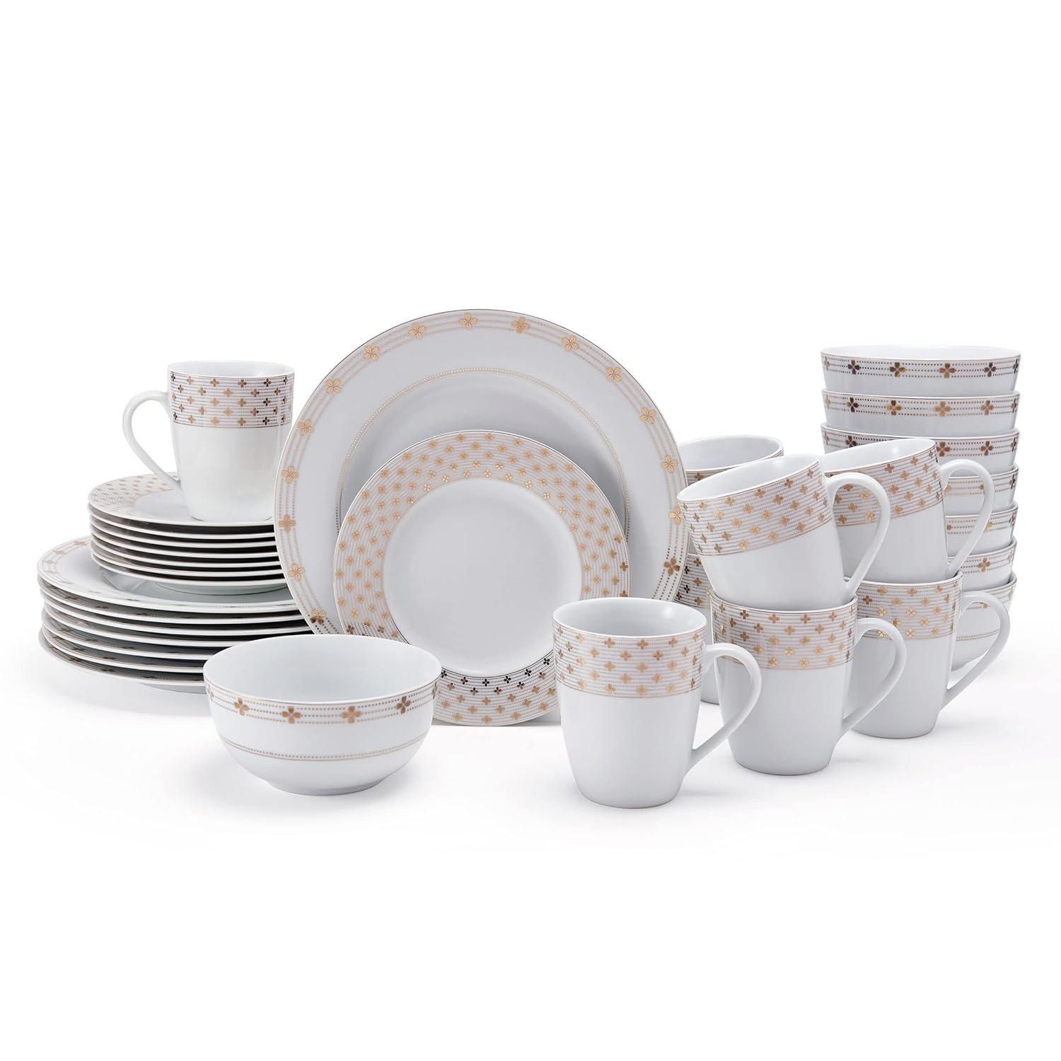Mikasa Modern Petals 32-Piece Porcelain Dinnerware Set, Service for 8