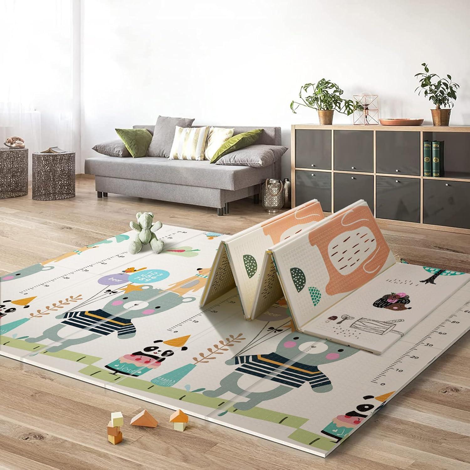 UANLAUO Baby Play Mat for Floor, Kids Play Mats 71x59 Playpen Mats Extra Large Waterproof Activity Playmats for Babies and Toddlers Infants Tummy Time, Foam Baby Crawling Mat with Travel Bag