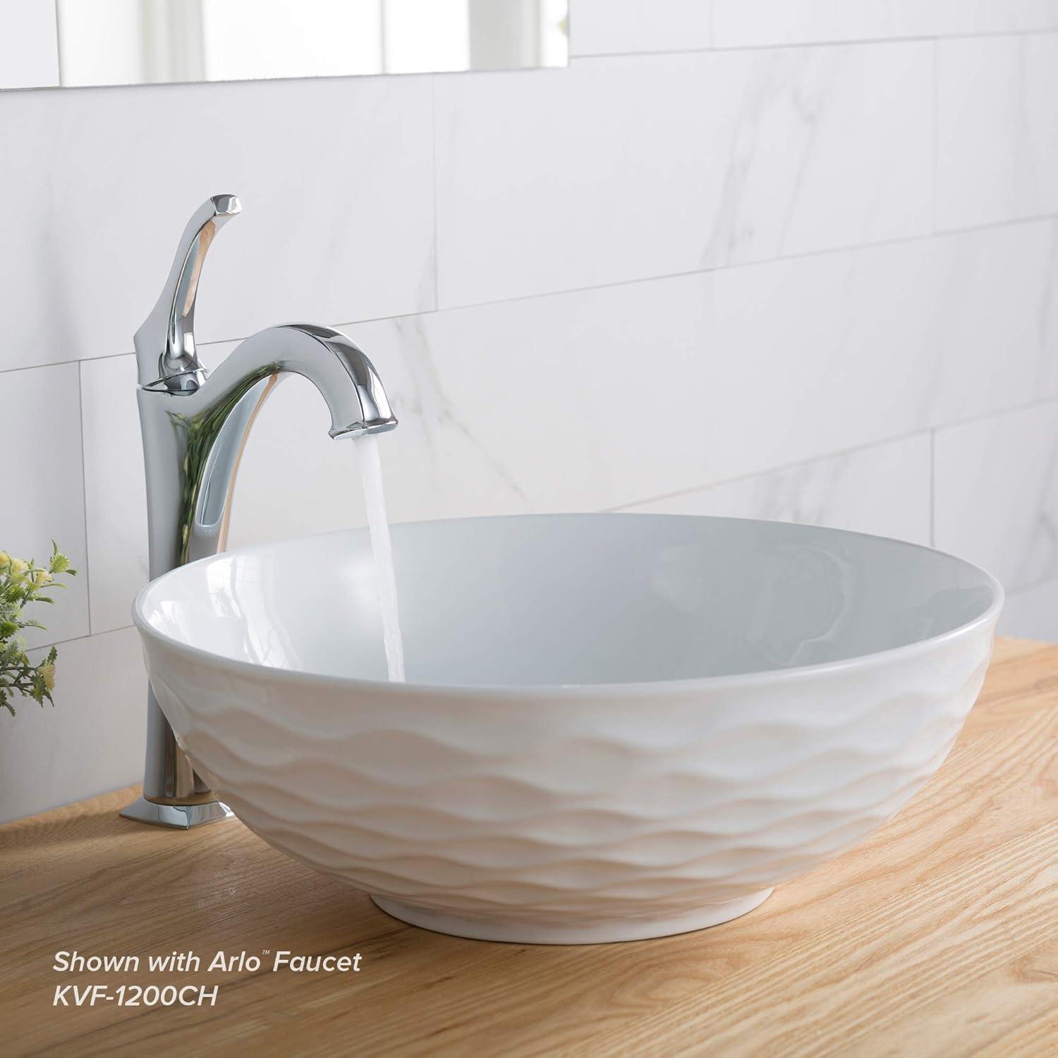 KRAUS Viva™ Thin Porcelain Ceramic Vessel Bathroom Sink with Pop-Up Drain