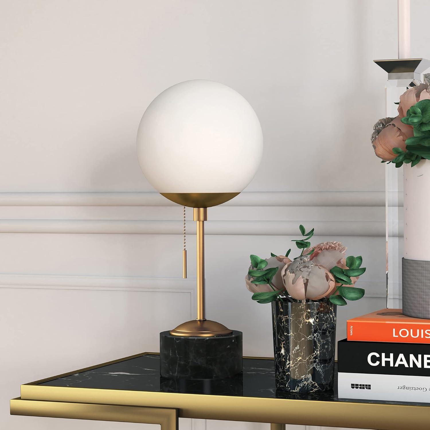 Evelyn&Zoe Modern Marble Table Lamp with White Globe Shade