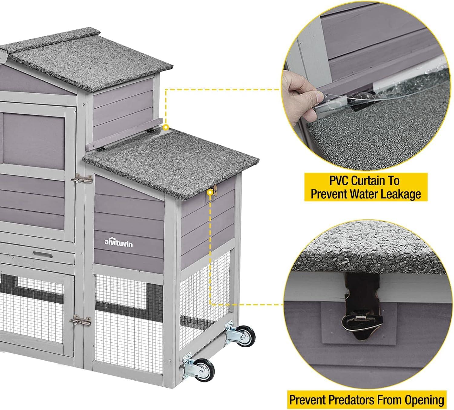 AIR72 Mobile Chicken Tractor Gray 80.7"L x 25.8"W x 44.1"H