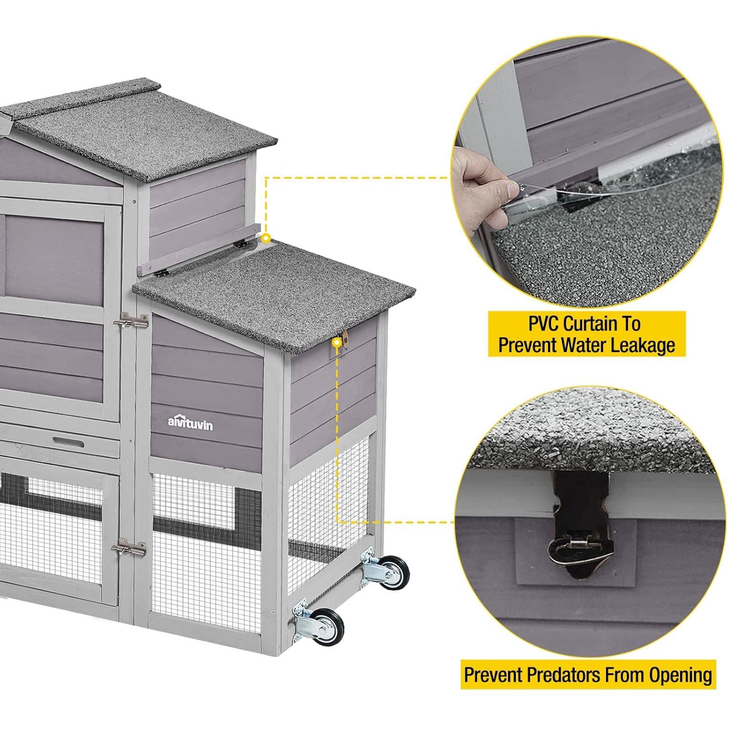 AIR72 Mobile Chicken Tractor Gray 80.7"L x 25.8"W x 44.1"H