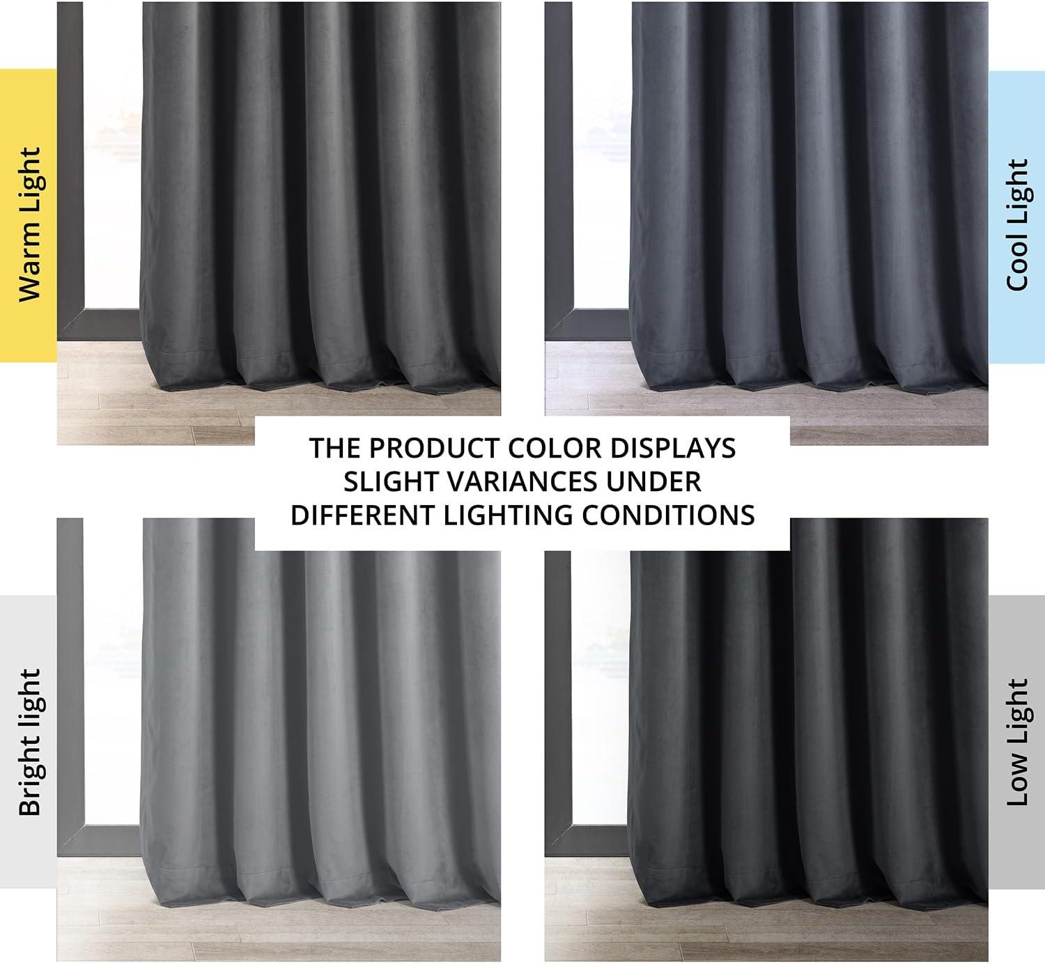 Half Price Drapes Signature Blue Grey Velvet Blackout Curtains For Bedroom(1 Panel), 50WX 96L