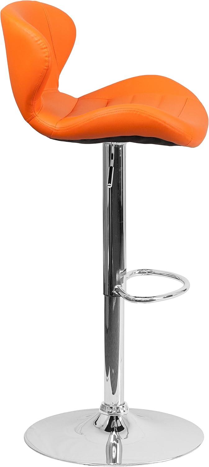 Flash Furniture Contemporary Adjustable Height Barstool with Curved Back and Chrome Base