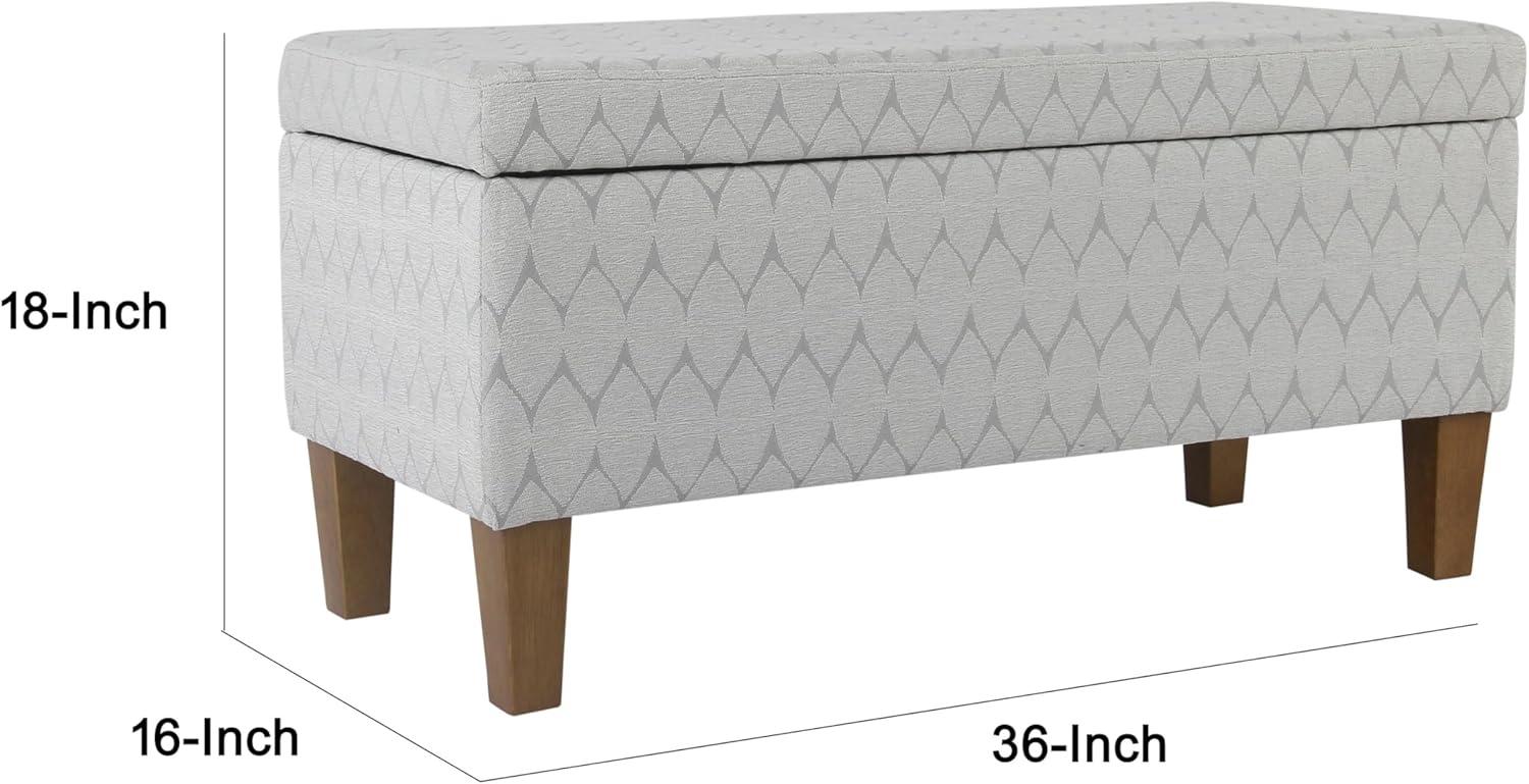 HomePop Drake Large Storage Bench, 36”W x 16”D x 18”H, Gray Modern Geo Print