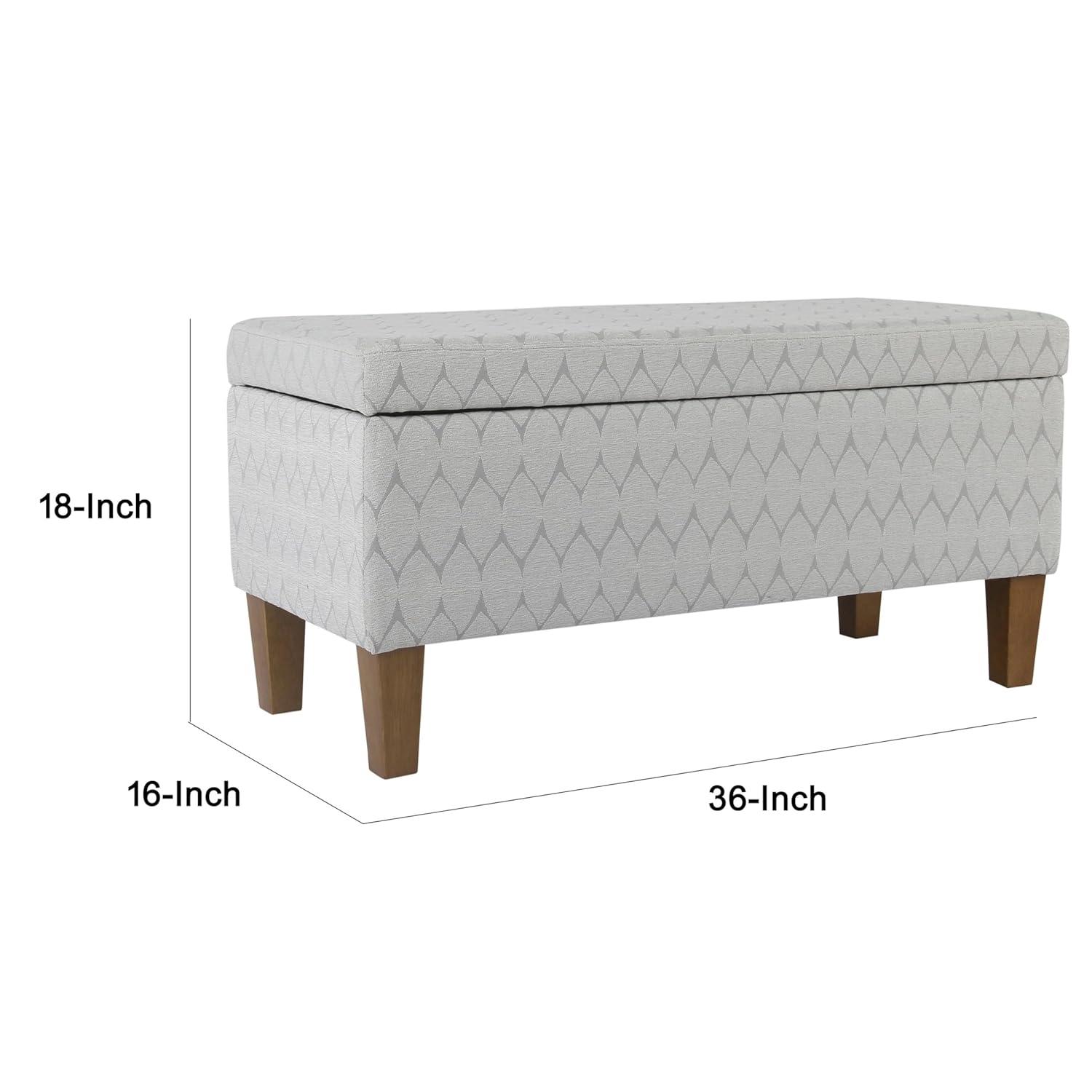 Large Textured Storage Bench Light Gray - HomePop: Upholstered, Bedroom, Rectangular, Wood Legs
