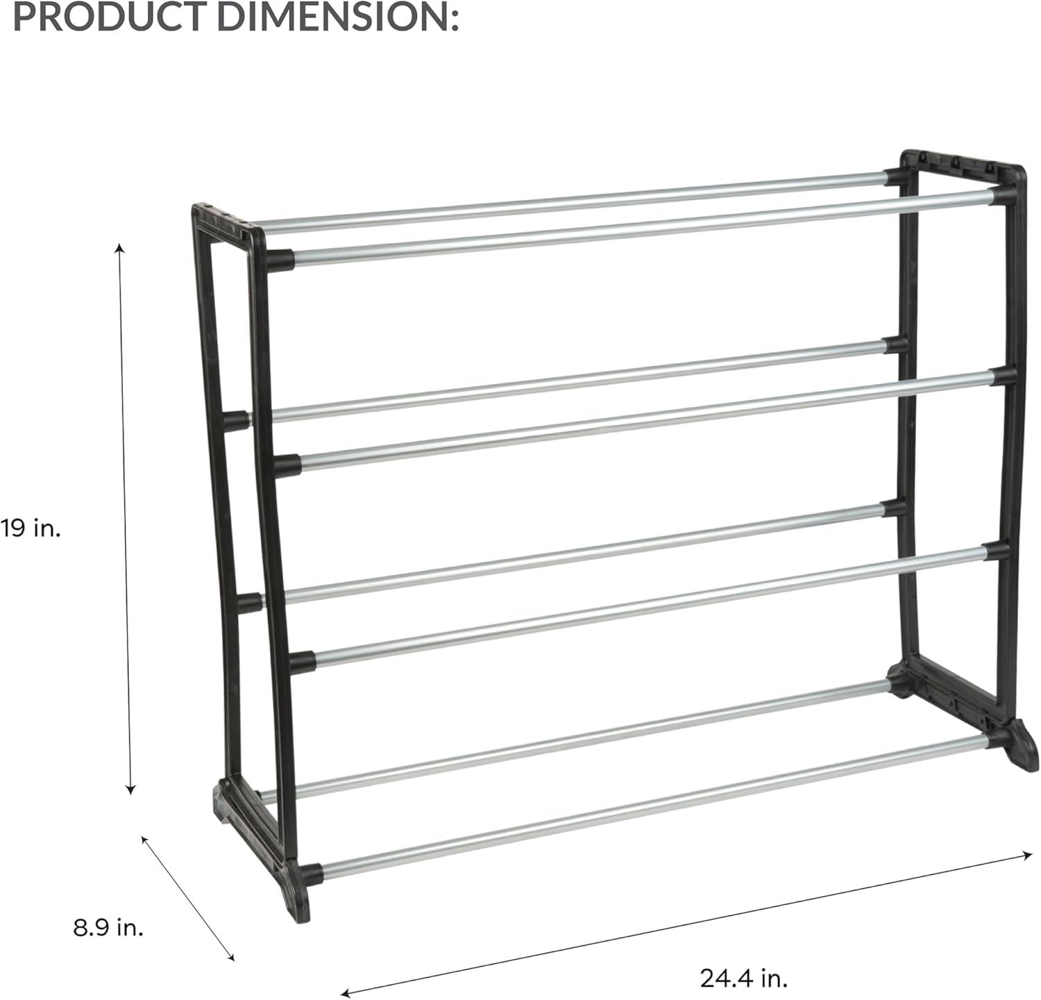 Black Stackable Four-Tier Shoe Rack Organizer