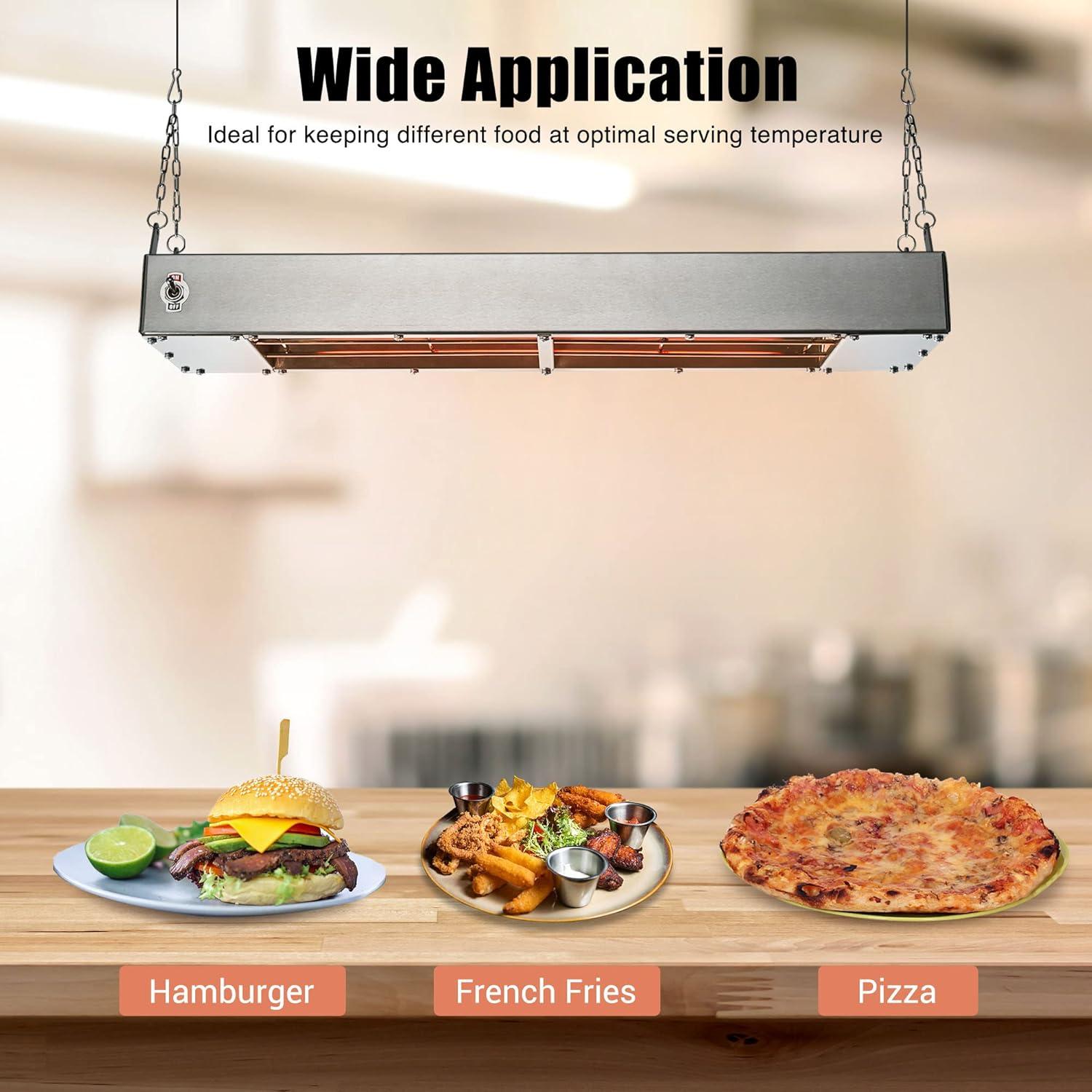WeChef Commercial Food Warmer 24" 900W Electric Strip Heater Portable Stainless Steel Fry Heating Lamp for Fry Dishes