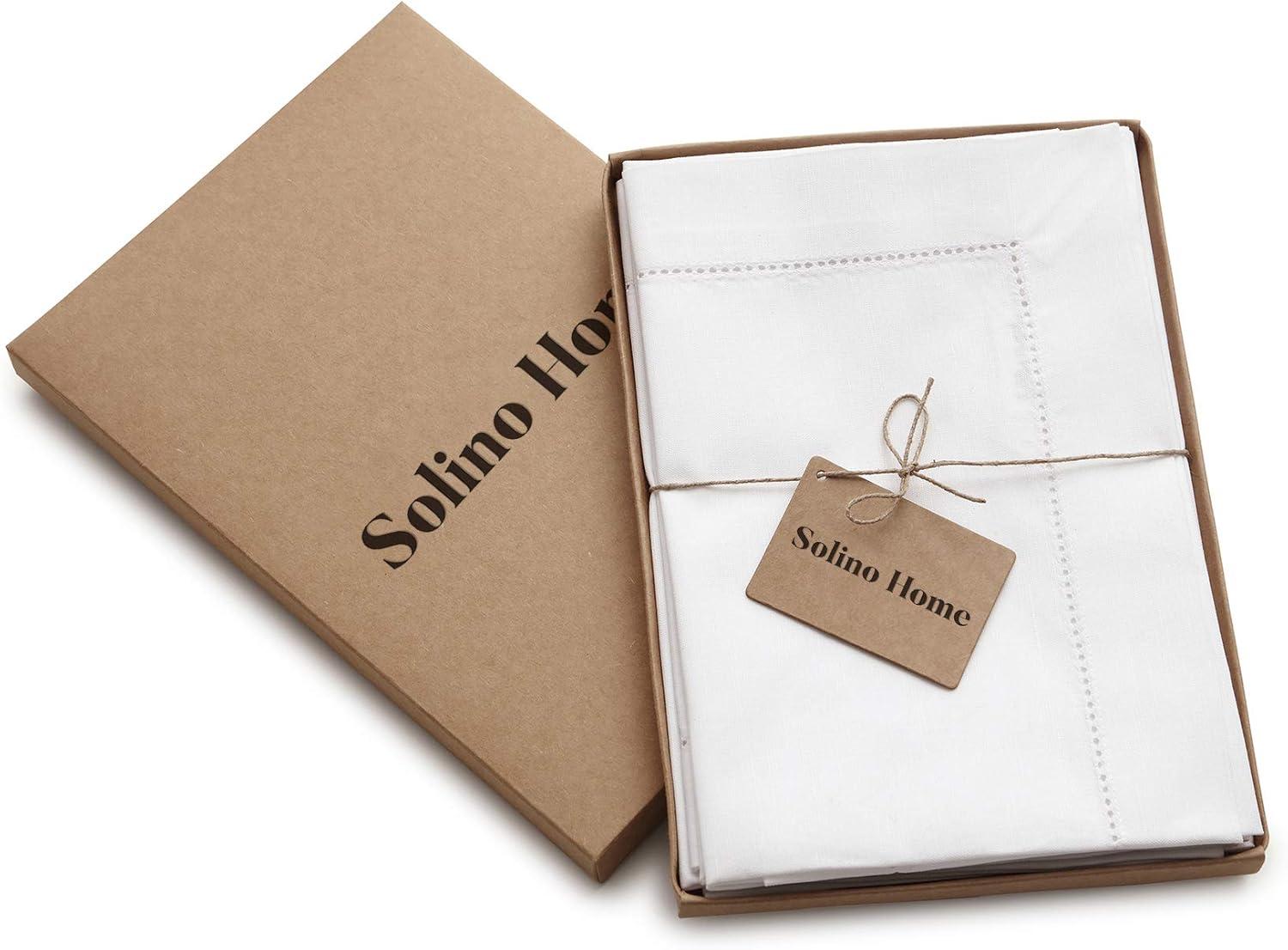 Solino Home Cotton Linen Hemstitch Dinner Napkins (Set of 4)