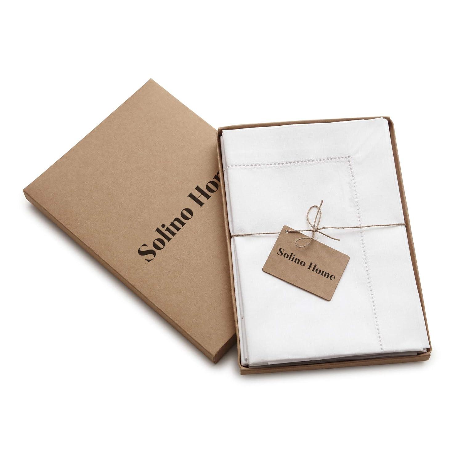 Solino Home Cotton Linen Hemstitch Dinner Napkins (Set of 4)