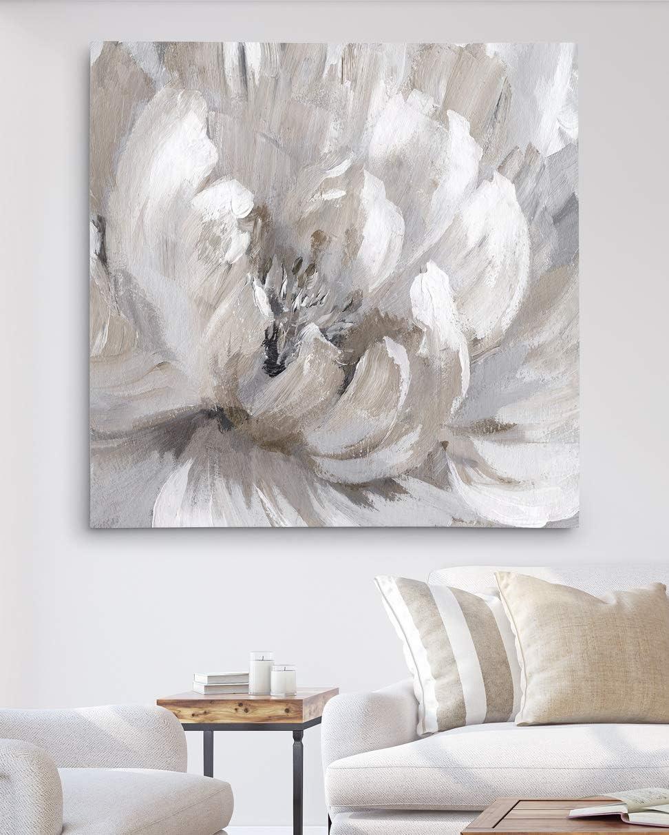 Burst of Spring Beige and White Canvas Wall Art, 32x32