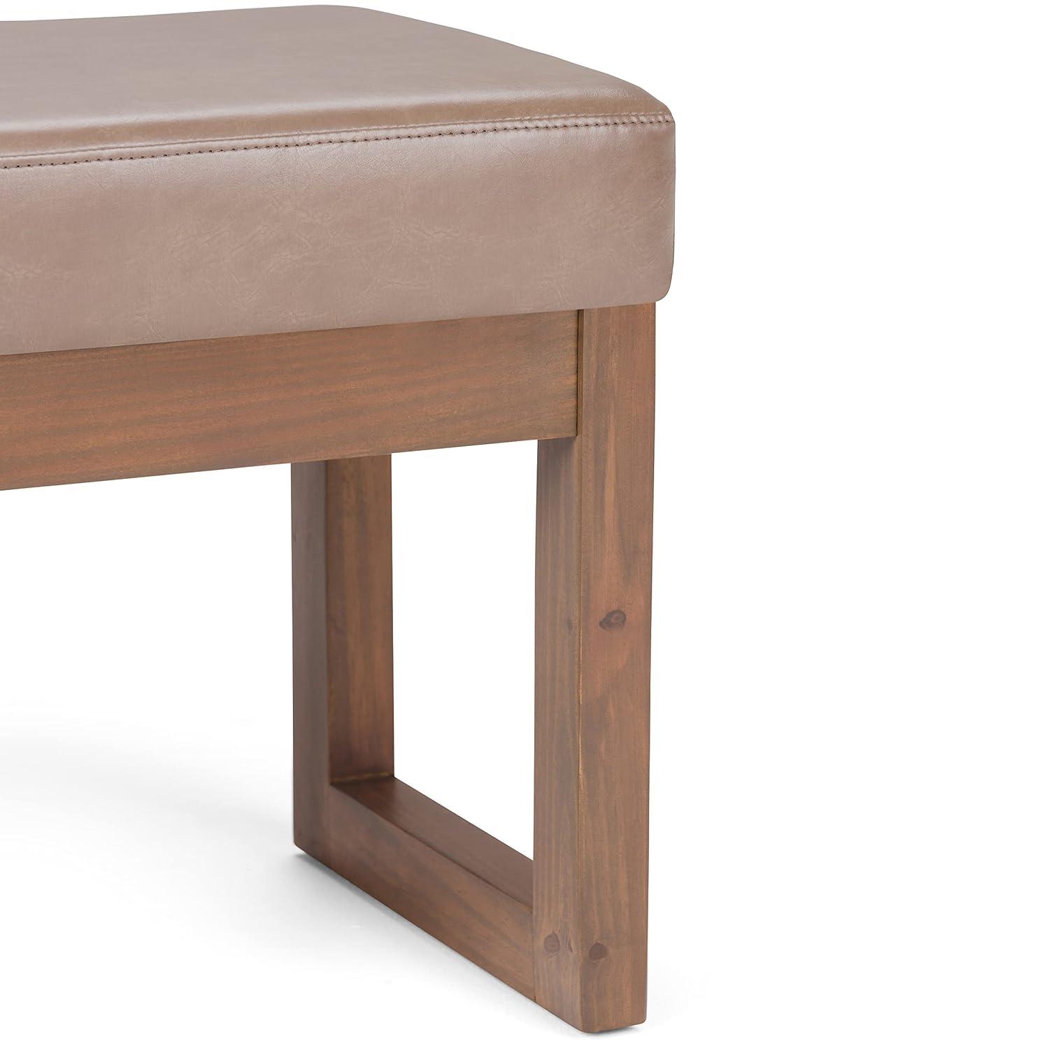 Simpli Home Milltown Ottoman Bench with Upholstered Seat and Solid Wood Frame