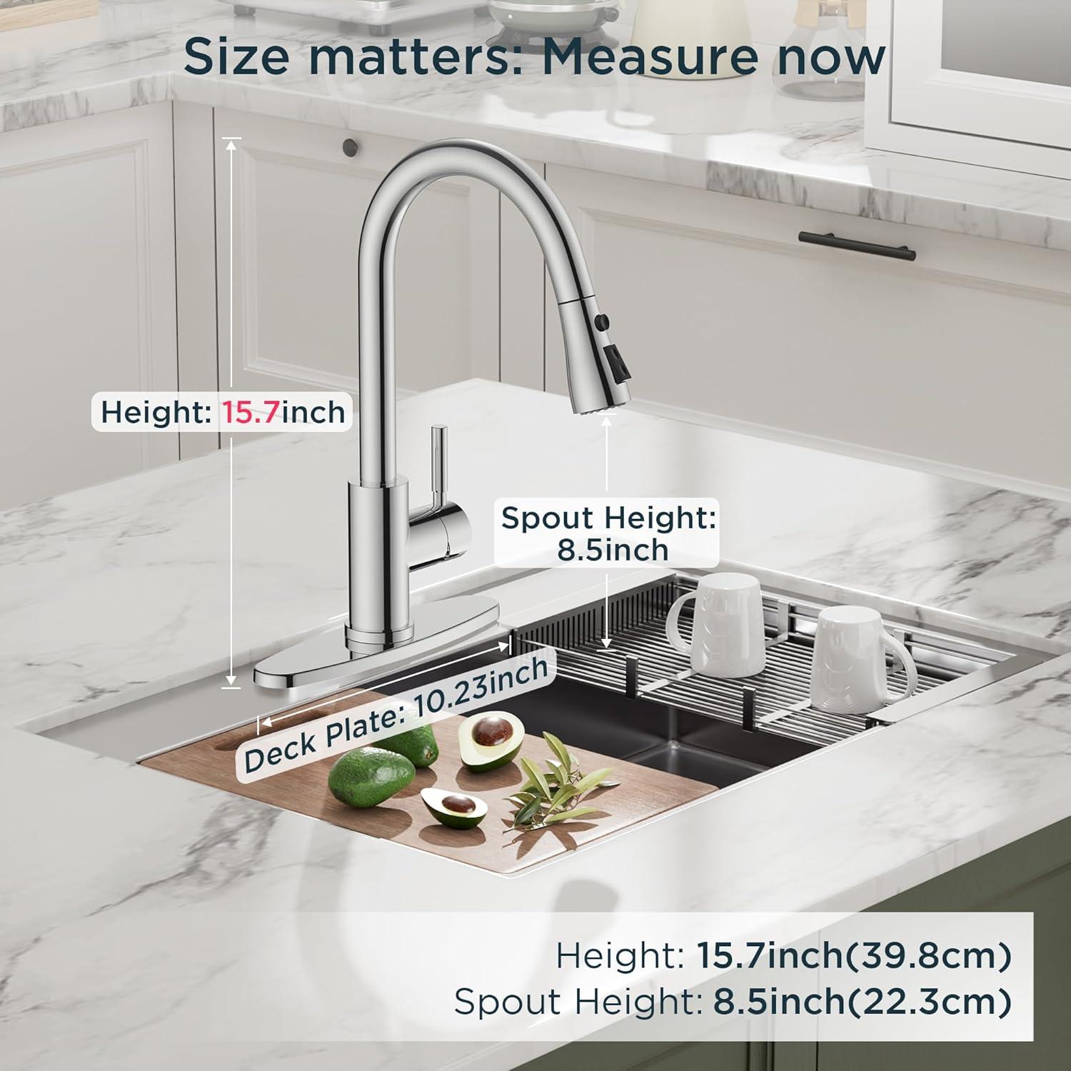 GAGALIFE Single Handle Pull Down Sprayer Kitchen Faucet High Arc Stainless Steel Faucet with 3-Function Sprayer JJL-CL-PT-SDP-C