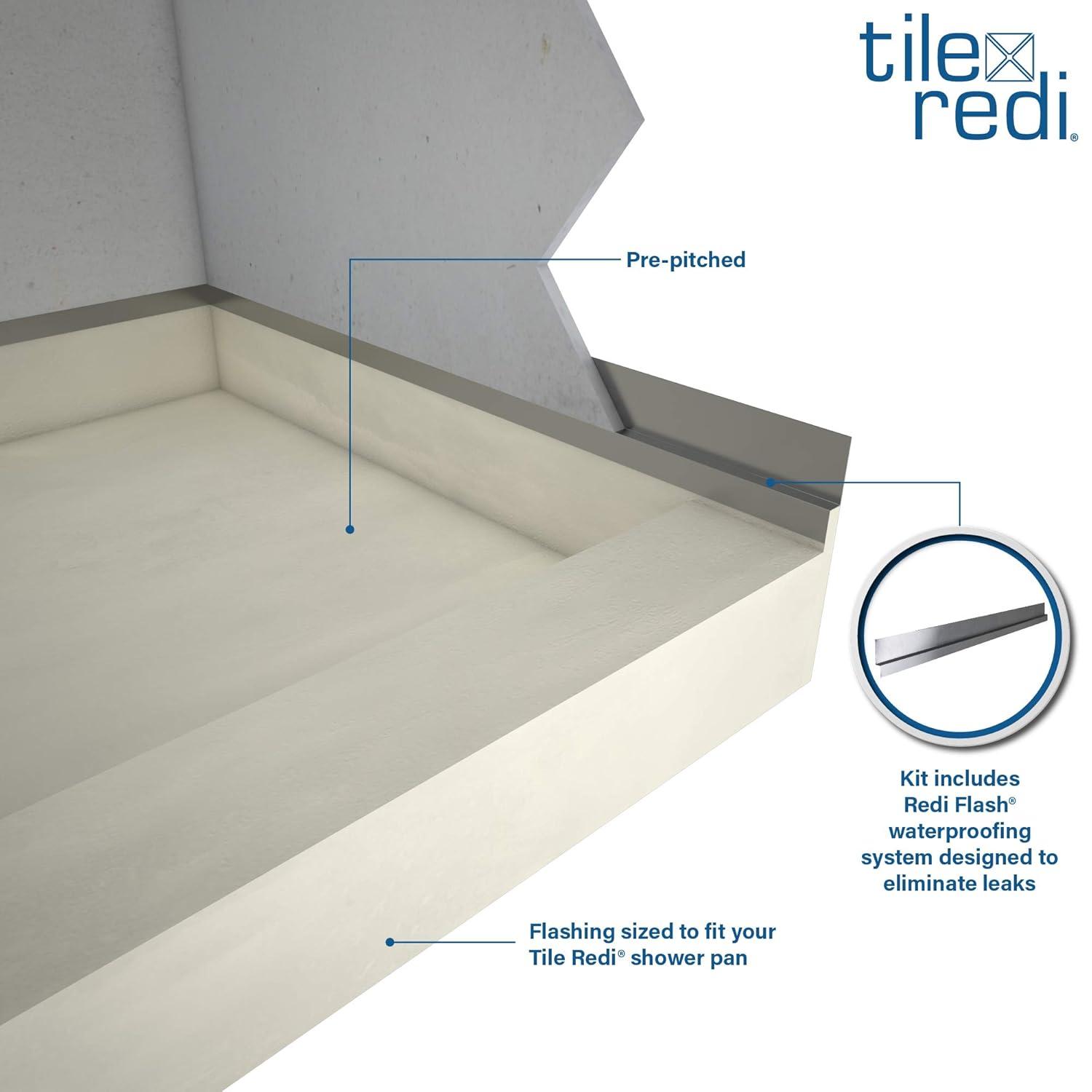 Tile Redi Rt4248r-Sq-Rb42-Kit Base'n Bench 42" X 60" Rectangular Shower Base - Chrome