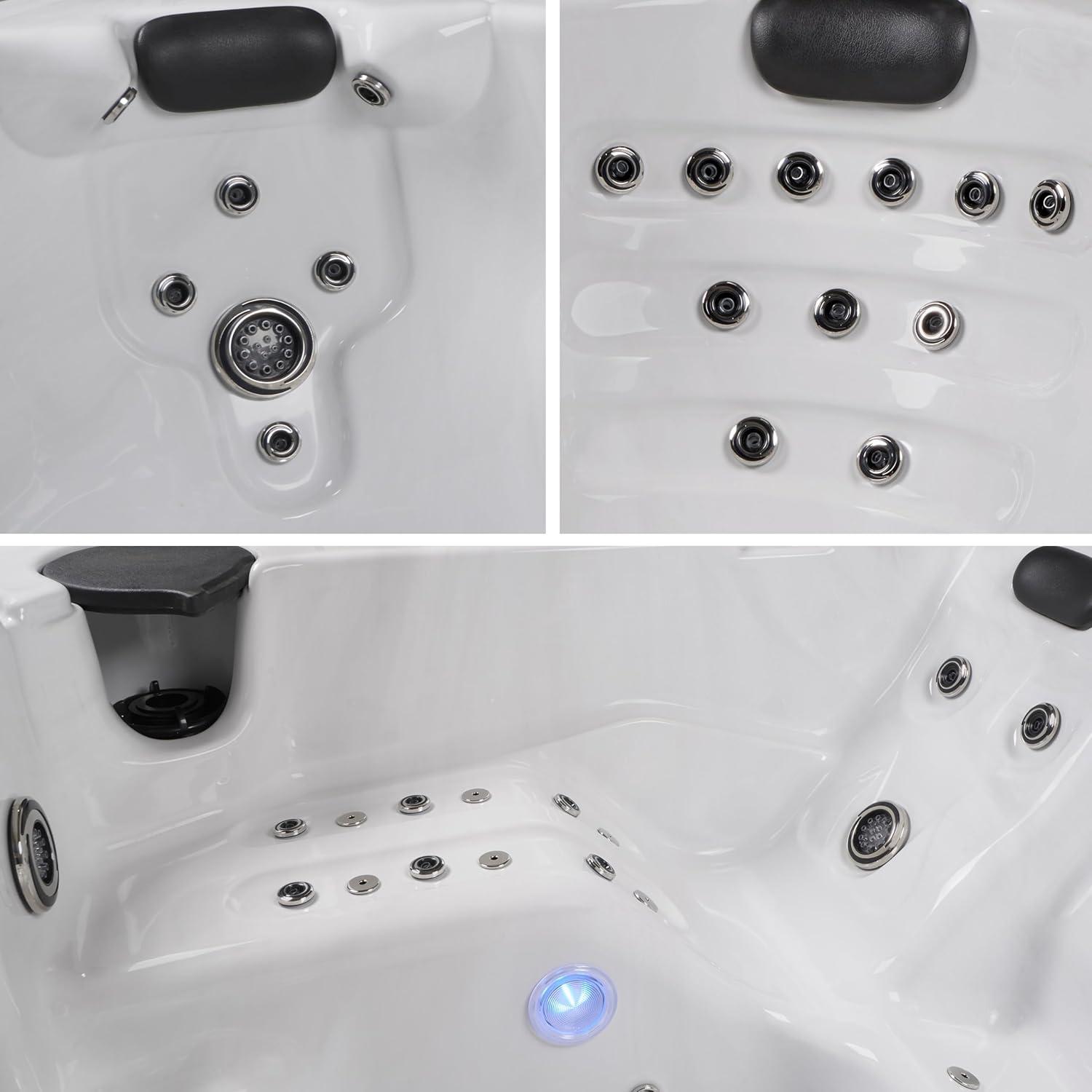 Aqualife® by Strong Spas® Annapolis™ 6-Person 50-Jet Lounger Hot Tub Spa with 2 Pumps, LED Lighting, Stainless Steel Heater and Ozonator, Insulated Cover Included