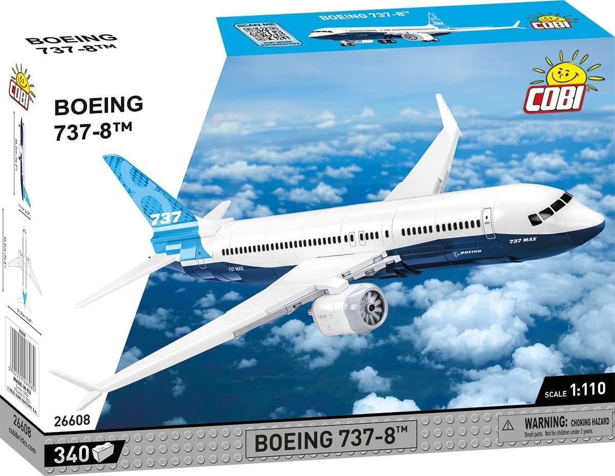 COBI Boeing 737-8 Dreamliner Plane | Airplane Model Display Base | 340 Pieces | 1:110 Scale | Interlocking Building Block Set # 26608