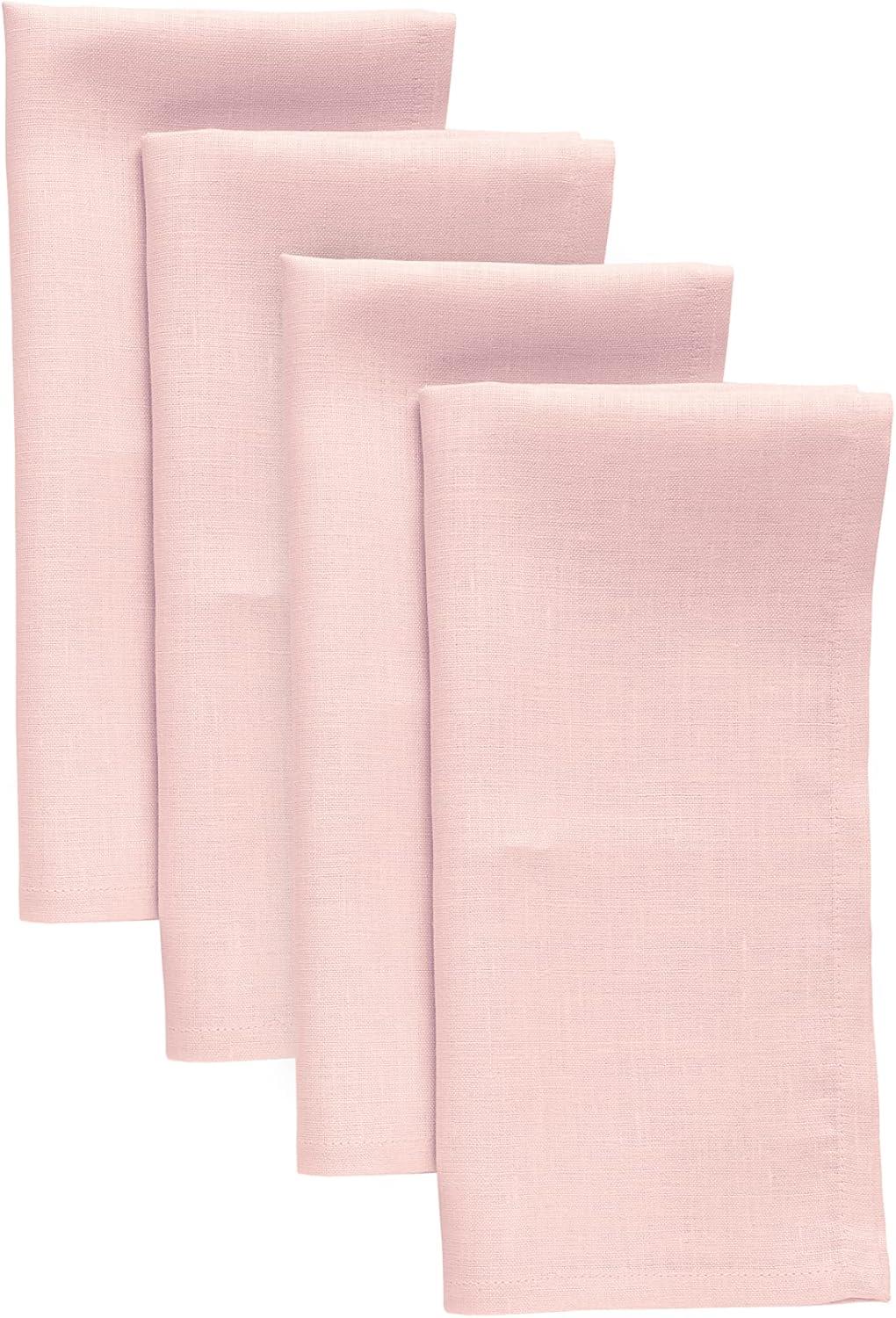 Solino Home Cotton Linen Hemstitch Dinner Napkins (Set of 4)