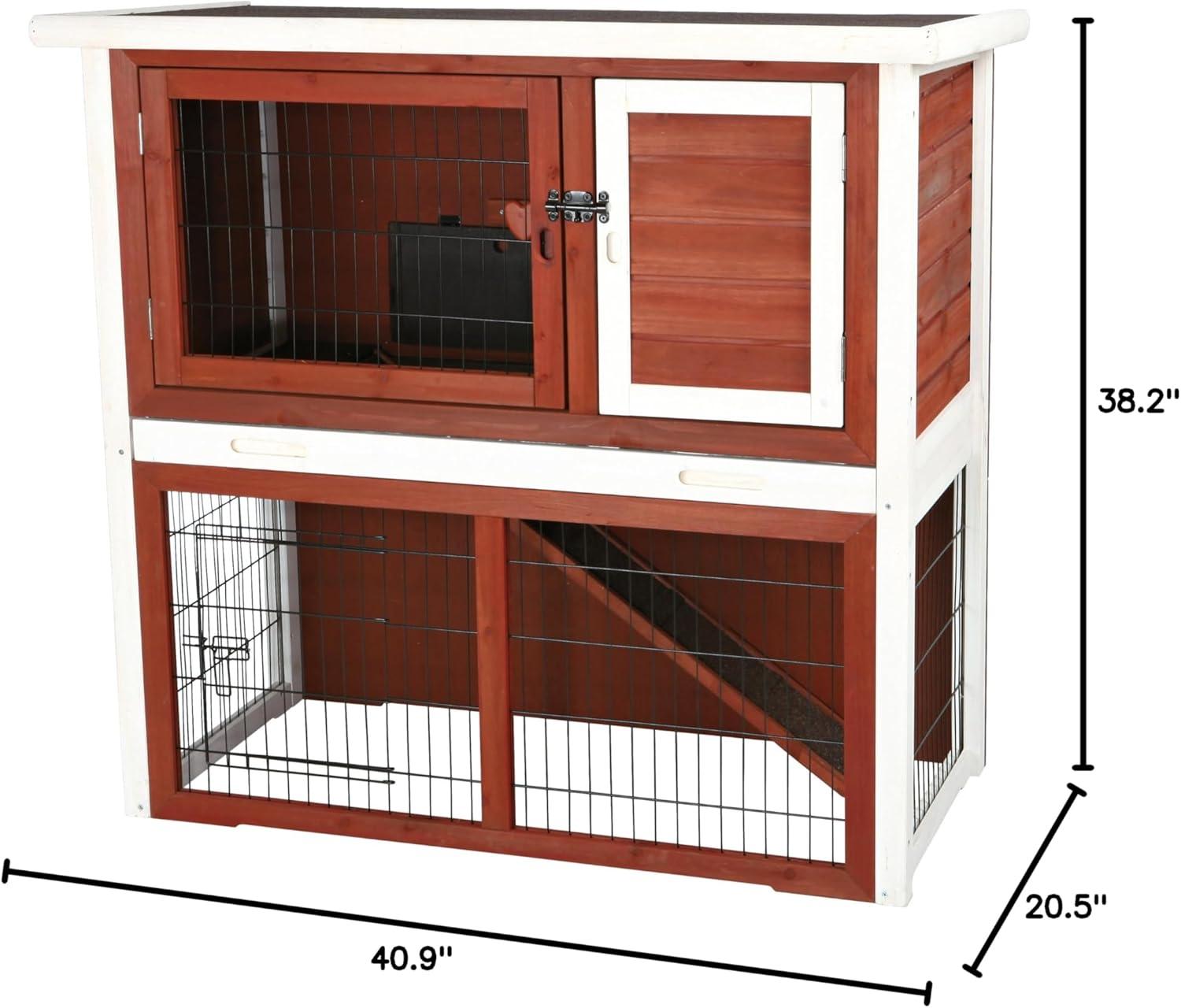 TRIXIE TRIXIE 2-Story Cabin Rabbit Hutch with Run, Ramp, Attic Storage, for Rabbits or Guinea Pigs
