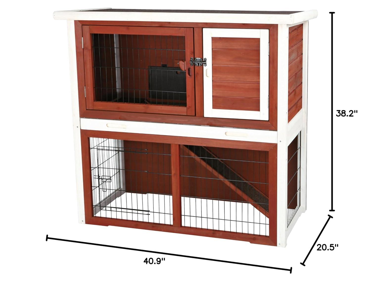 TRIXIE TRIXIE 2-Story Cabin Rabbit Hutch with Run, Ramp, Attic Storage, for Rabbits or Guinea Pigs