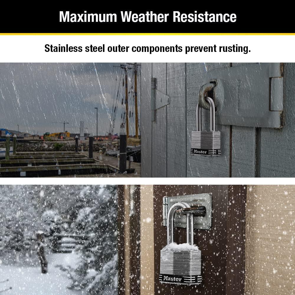 Stainless Steel Weatherproof Outdoor Padlock Set, 1-3/4 in. Wide, 4 Pack