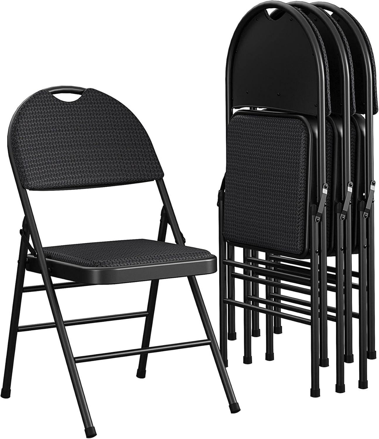 COSCO Commercial XL Comfort Fabric Padded Metal Folding Chair, Triple Braced