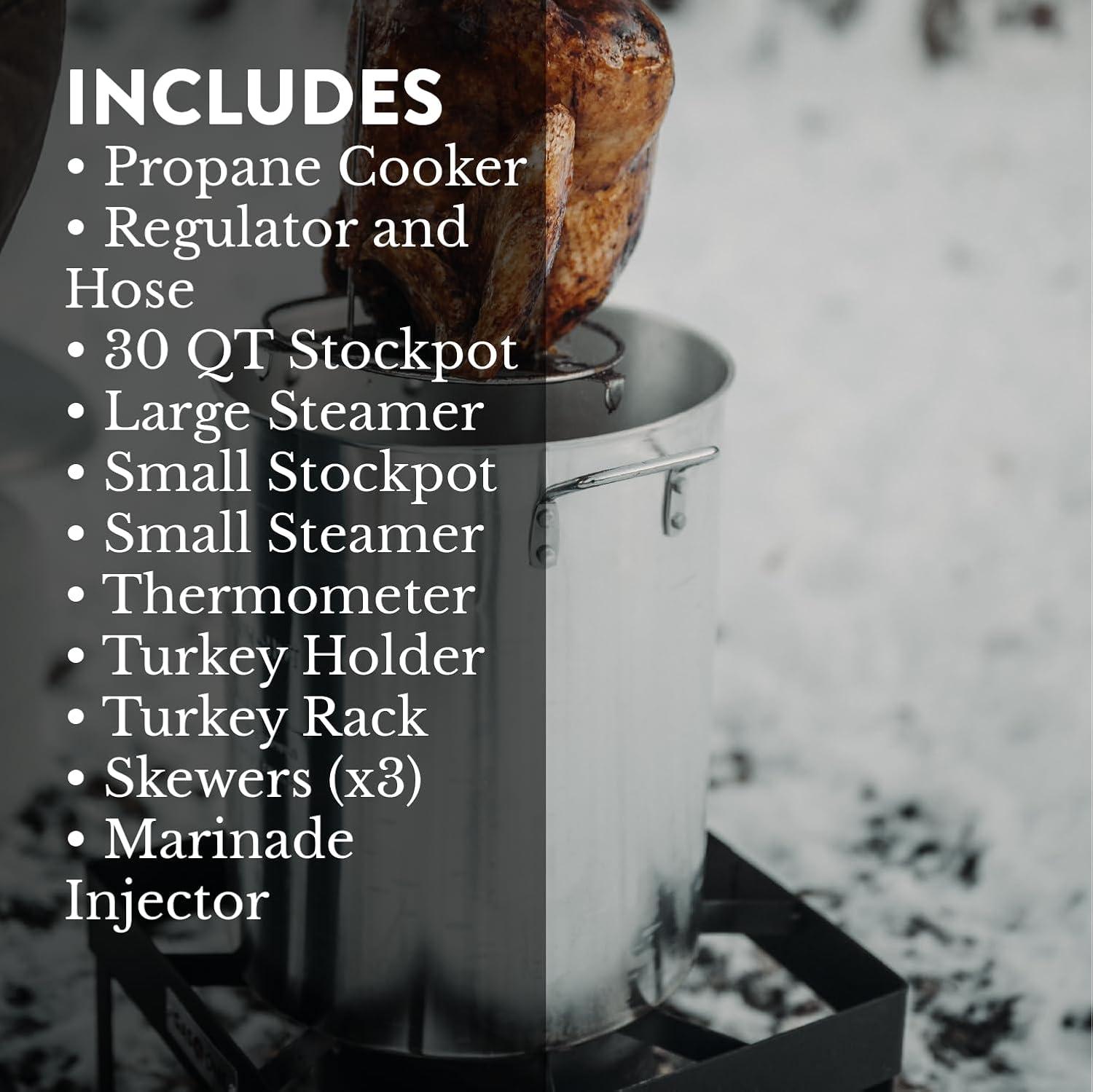 Black Aluminum 30 qt Propane Turkey Fryer Kit