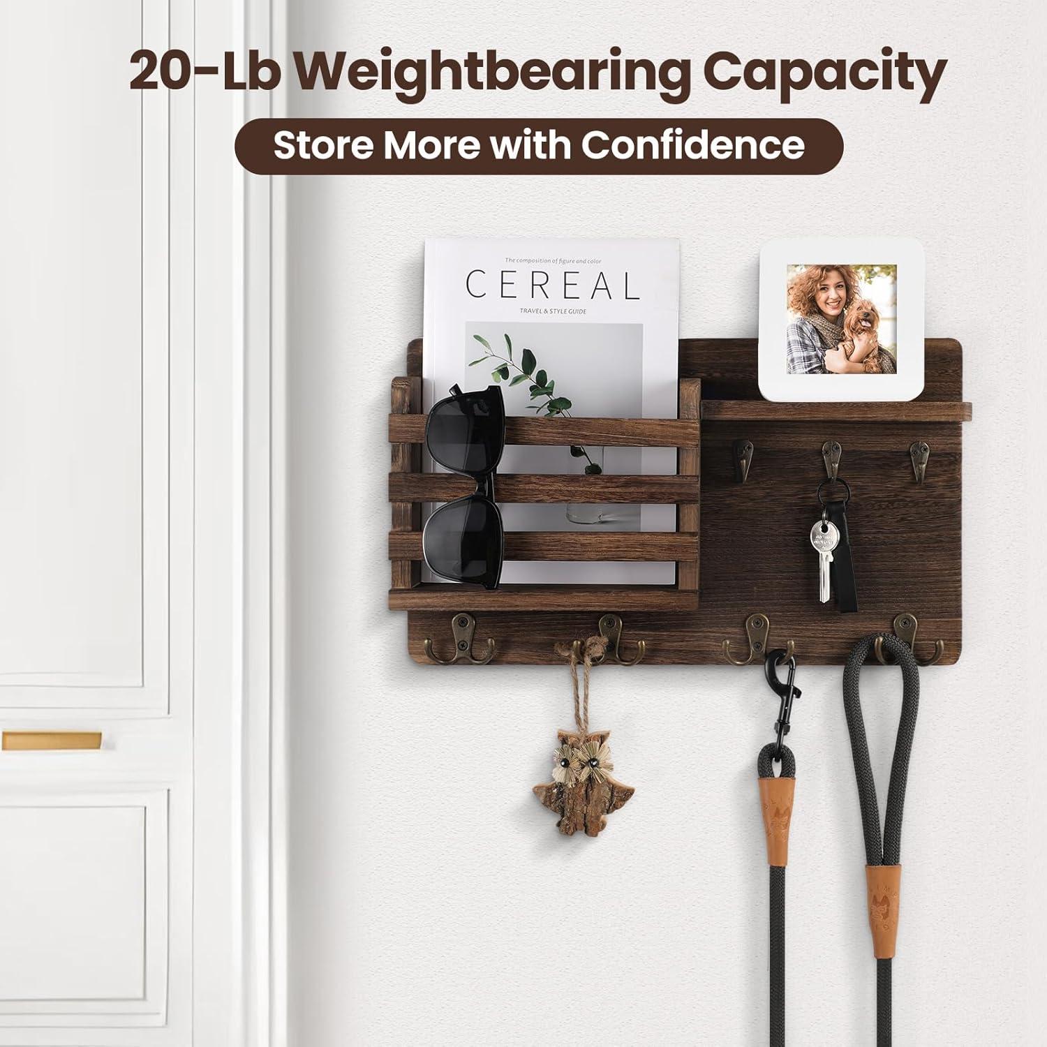 ENAMOST Mail Holder For Wall Mail Organizer With Key Hooks With Floating Shelf