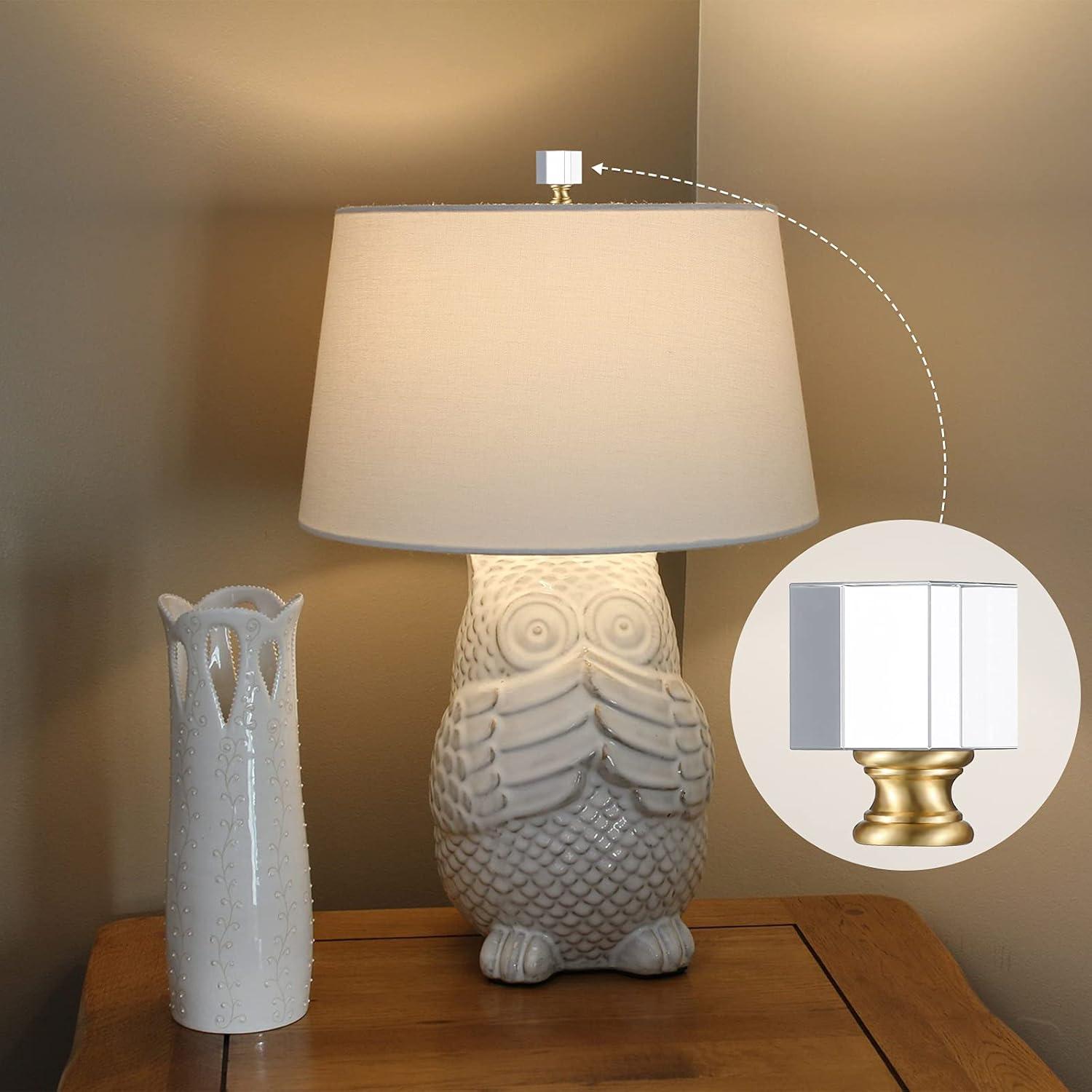 House of Hampton® 2 Pieces Cube Crystal Lamp Finial Clear Square Lamp Finial Cap with Chromed Base