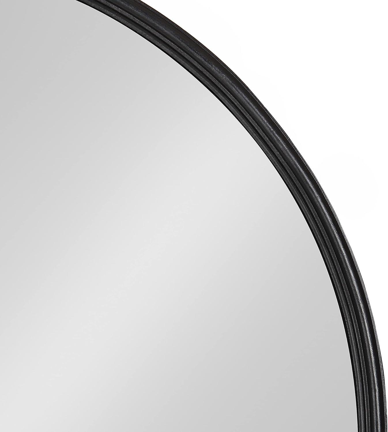 24" x 23" Caskill Flat Circle Decorative Wall Mirror Black - Kate & Laurel All Things Decor: Modern Style, MDF Frame, No Assembly Required