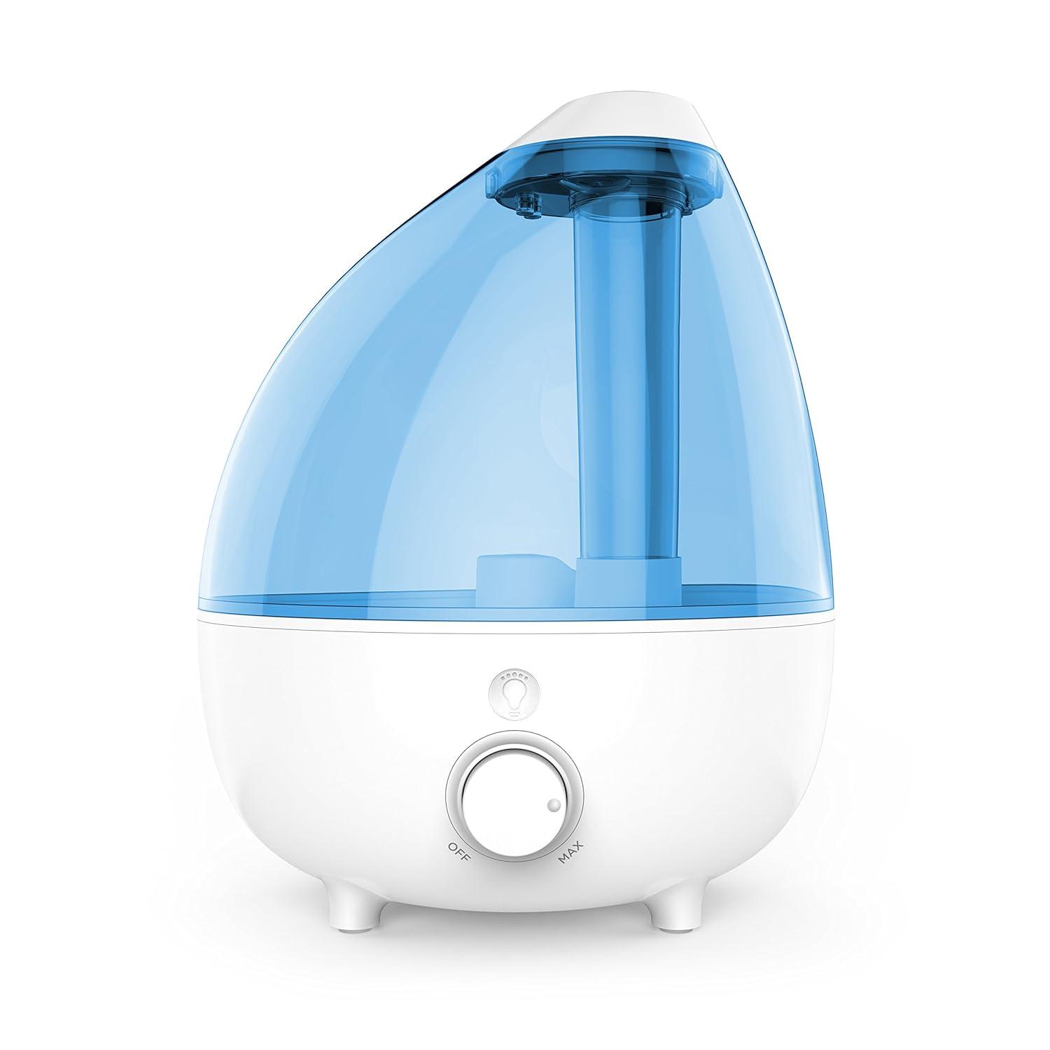 Large White and Blue Ultrasonic Cool Mist Humidifier with Auto Shutoff