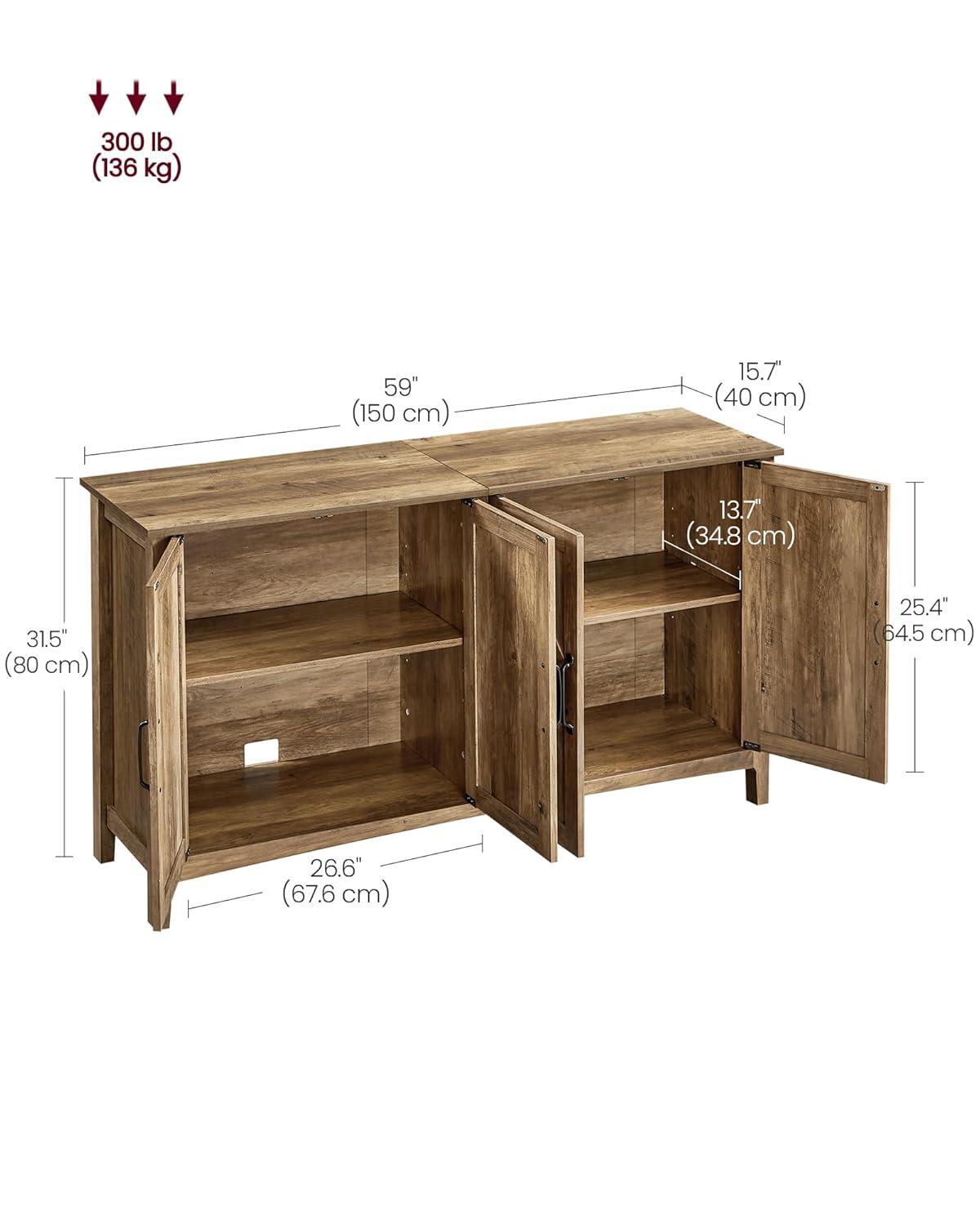 Wrought Studio™ Yvette 59"W Credenza Sideboard, Buffet Storage Cabinet