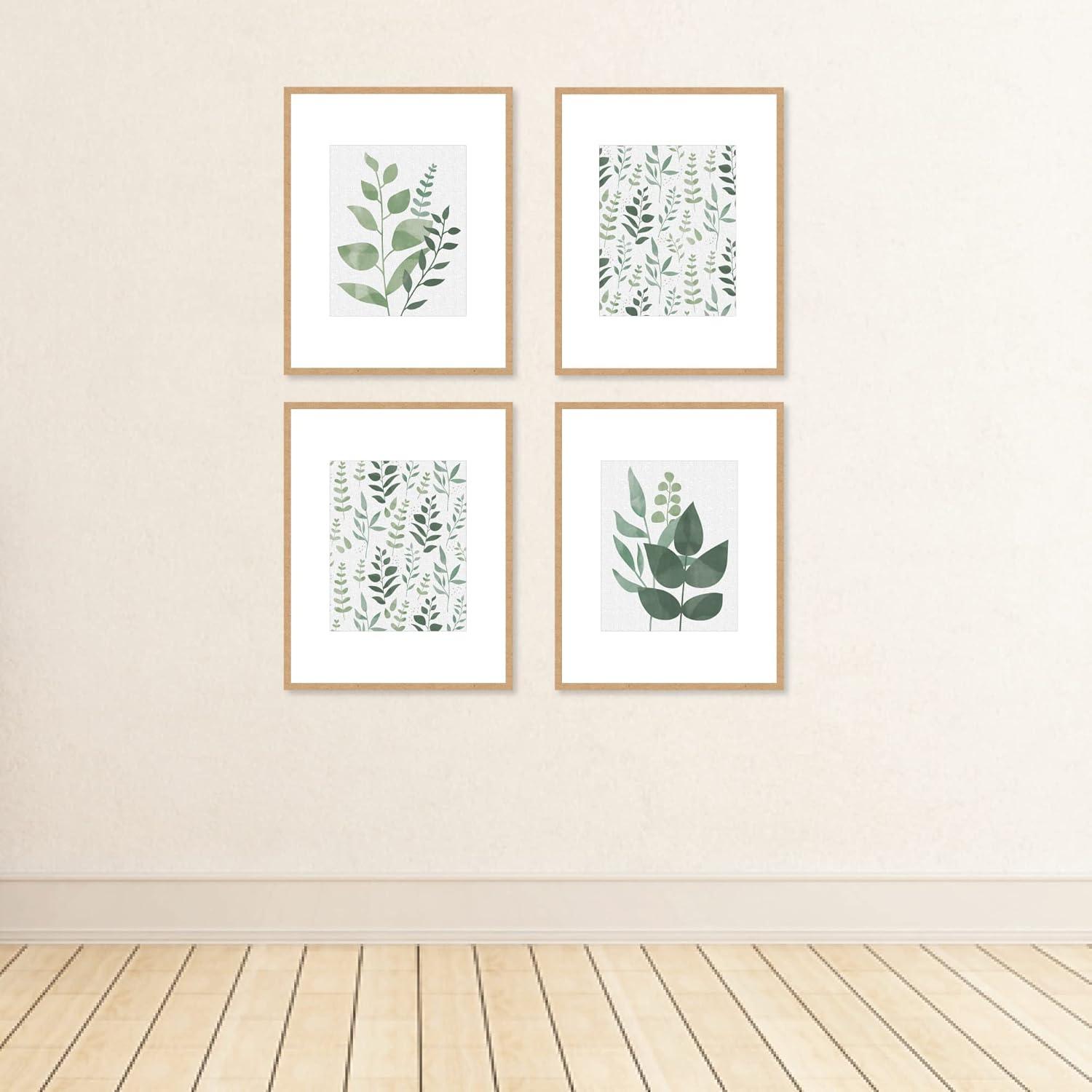 Big Dot of Happiness Boho Botanical - Unframed Greenery Linen Paper Wall Art - Set of 4 - Artisms - 8 x 10 inches