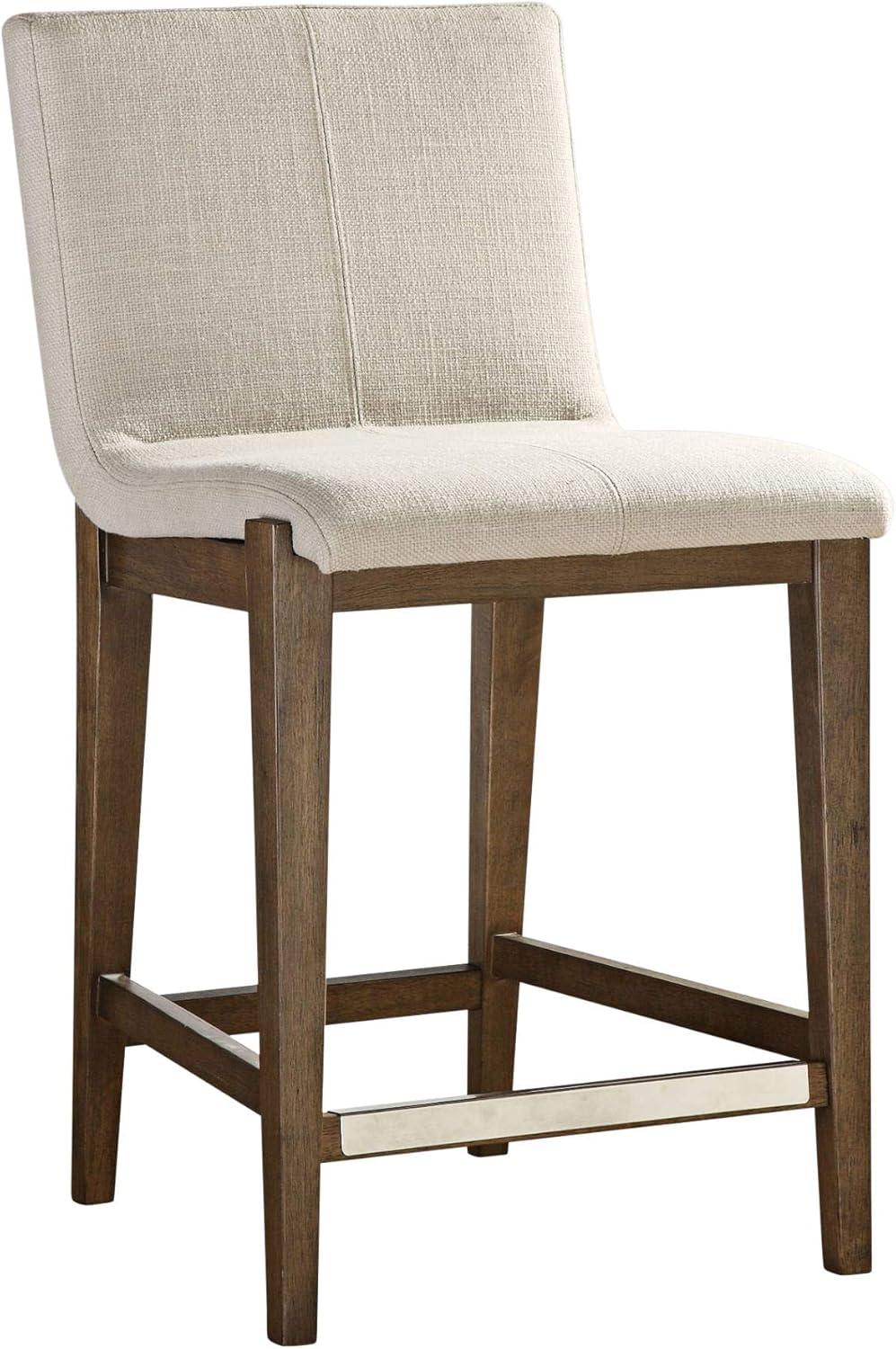 Klemens 26" Walnut Wood and Linen Counter Stool