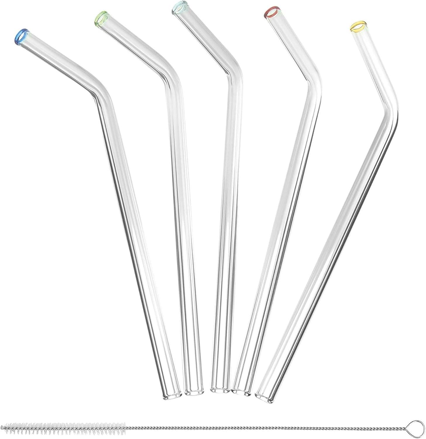 Better Houseware Glass Straws with Cleaning Brush, Set of 5