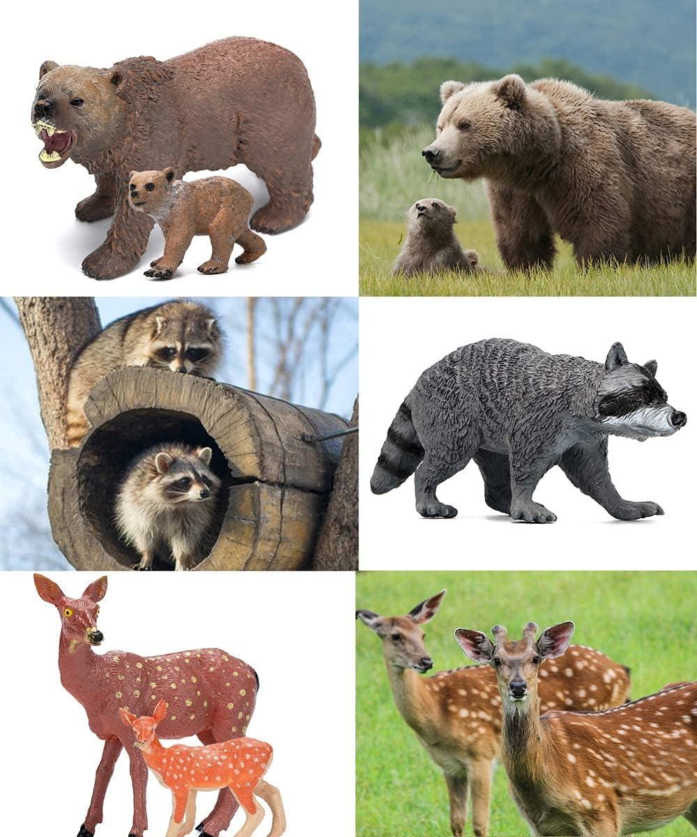 Forest Animals Figurines Toys, 10PCS Realistic Plastic Wild Woodland Animals Figures Playset, Cake Toppers Birthday Gift for Kids Children Toddlers