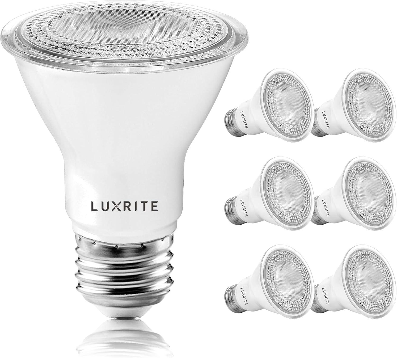 Luxrite White Dimmable PAR20 LED Flood Light Bulbs 6-Pack