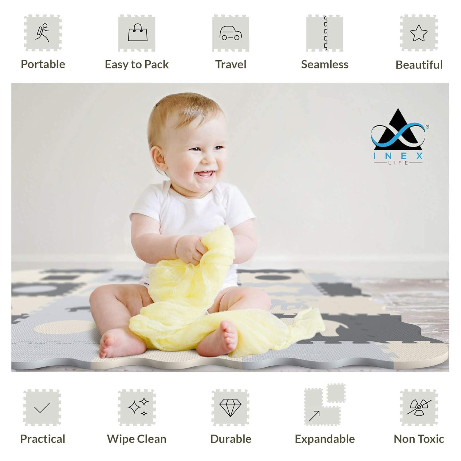 Soft Foam Baby Play Mat | Perfect Playmat for Tummy Time & Crawling - Extra Thick Padded Tiles Protect Infants & Toddlers from Hard Floors - With a Clean, Modern Design You&rsq