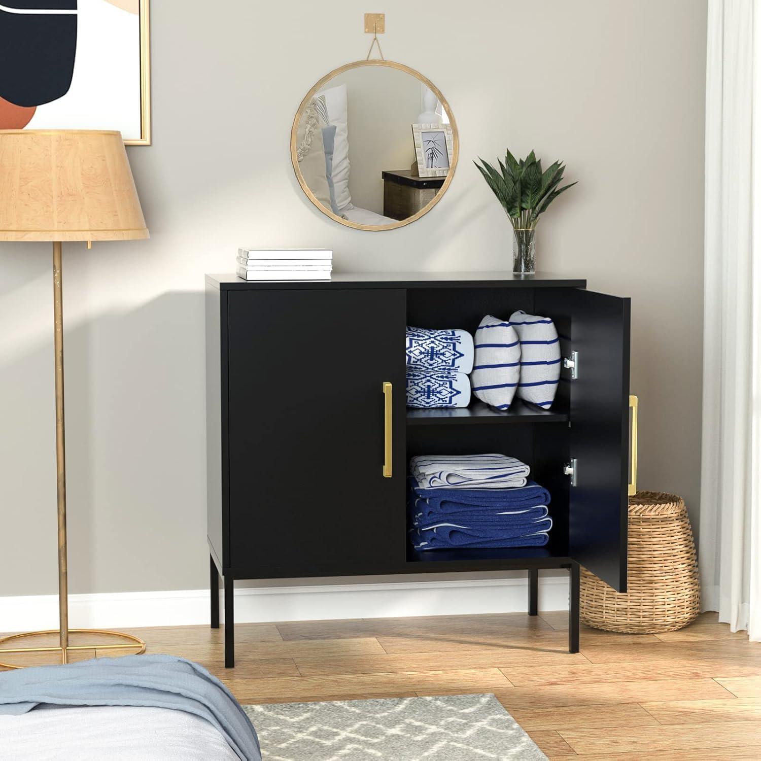 George Oliver Jonquavious Black Accent Cabinet, Freestanding Storage Cabinet, Modern Sideboard & Reviews | Wayfair