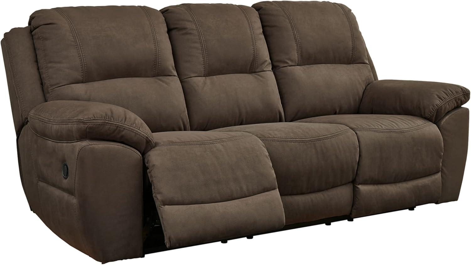 Espresso Faux Leather Tufted Reclining Sofa with Pillow-top Arms