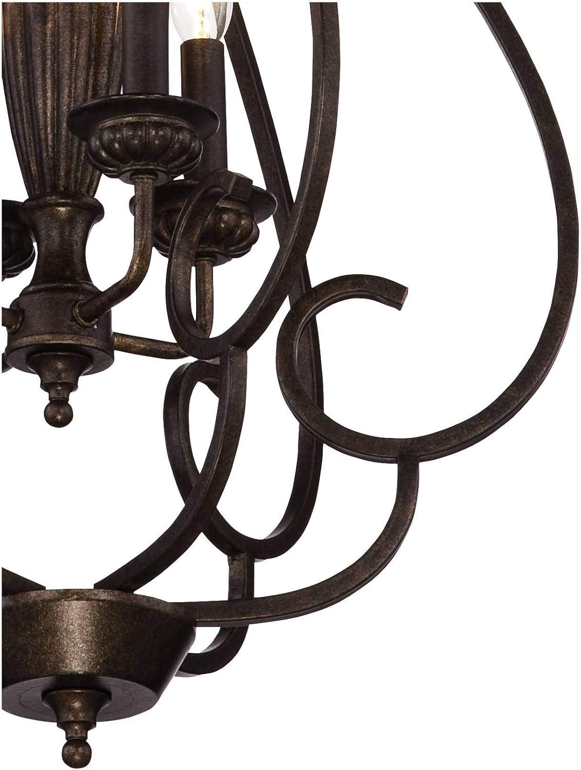 Franklin Iron Works Dunnell Bronze Foyer Pendant Chandelier 18 3/4" Wide Modern Open Scroll 4-Light Fixture for Dining Room Kitchen Island Bedroom