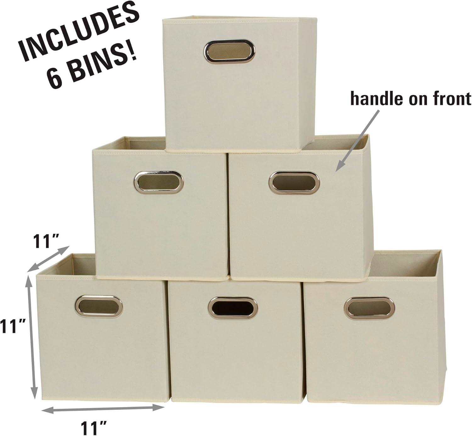 Household Essentials Open Fabric Storage Cube Bins, Set of 6, Natural