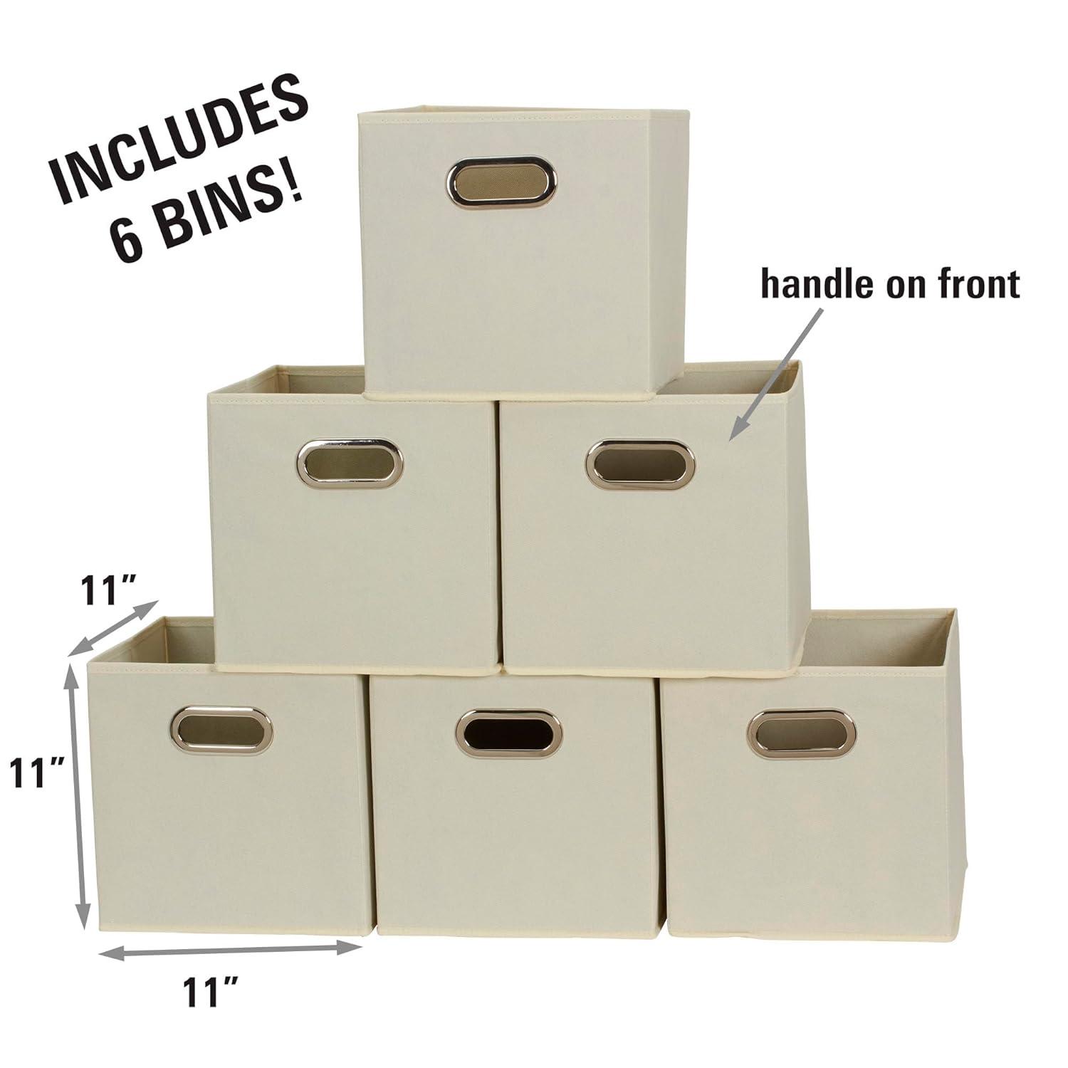 Household Essentials Open Fabric Storage Cube Bins, Set of 6, Natural
