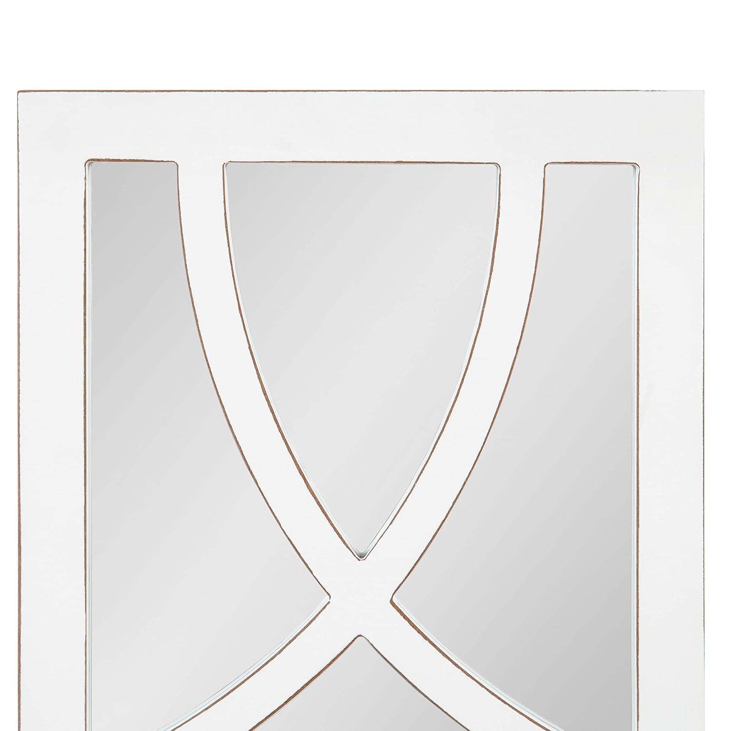 Kate and Laurel Tolland Decorative Wooden Panel Wall Mirror, 12" x 48", Soft White, Rustic Windowpane Accent Piece