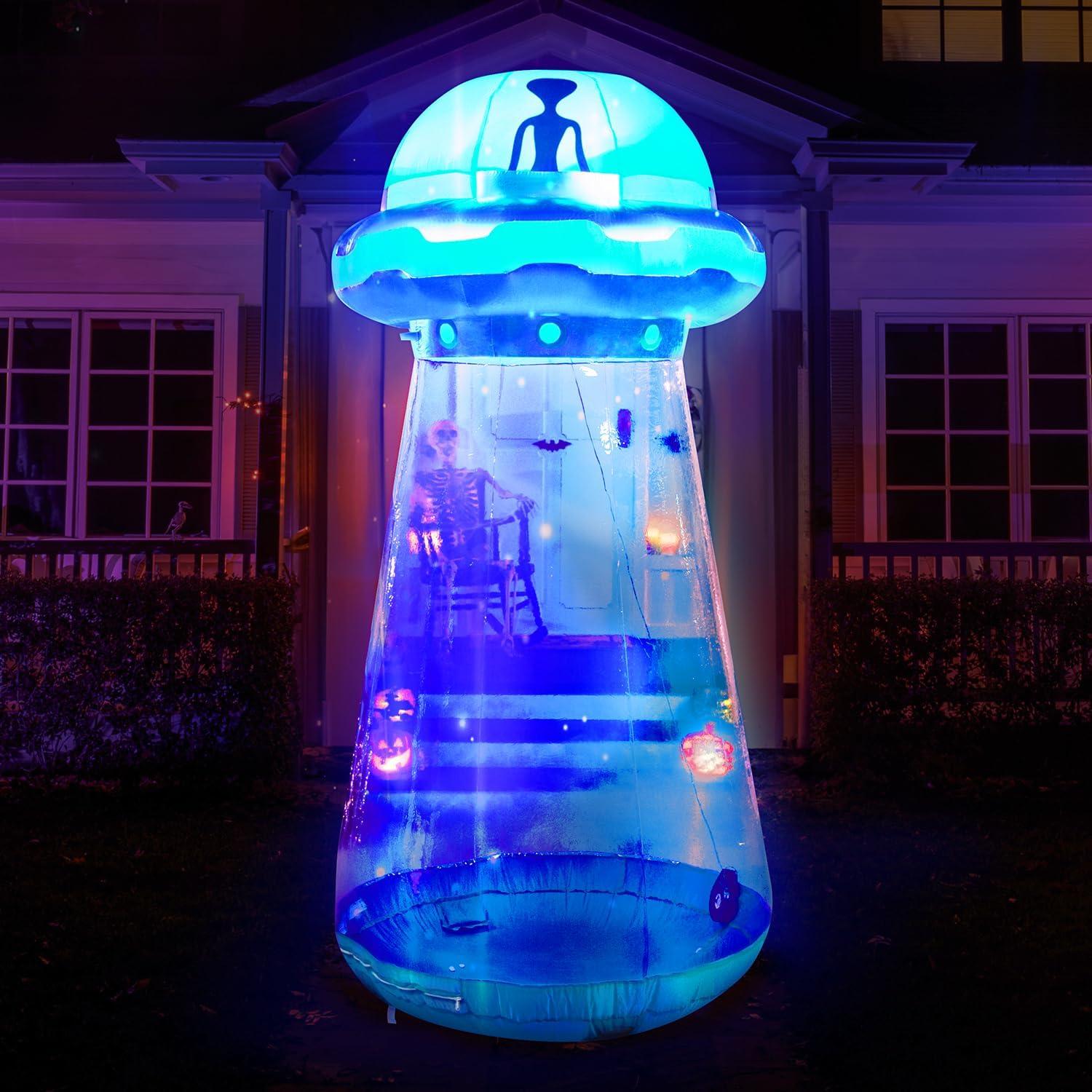 6-Foot Multicolor Lighted Halloween Inflatable UFO Decoration