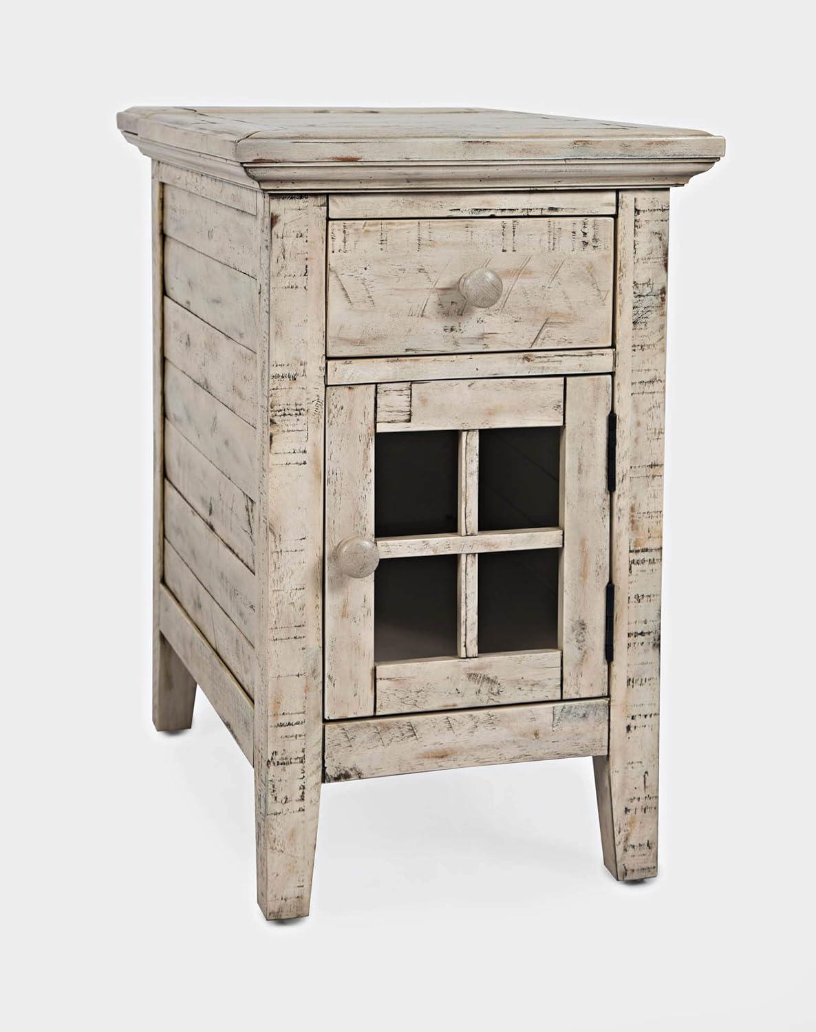 Jofran Rustic Shores Distressed Acacia USB Charging Chairside End Table